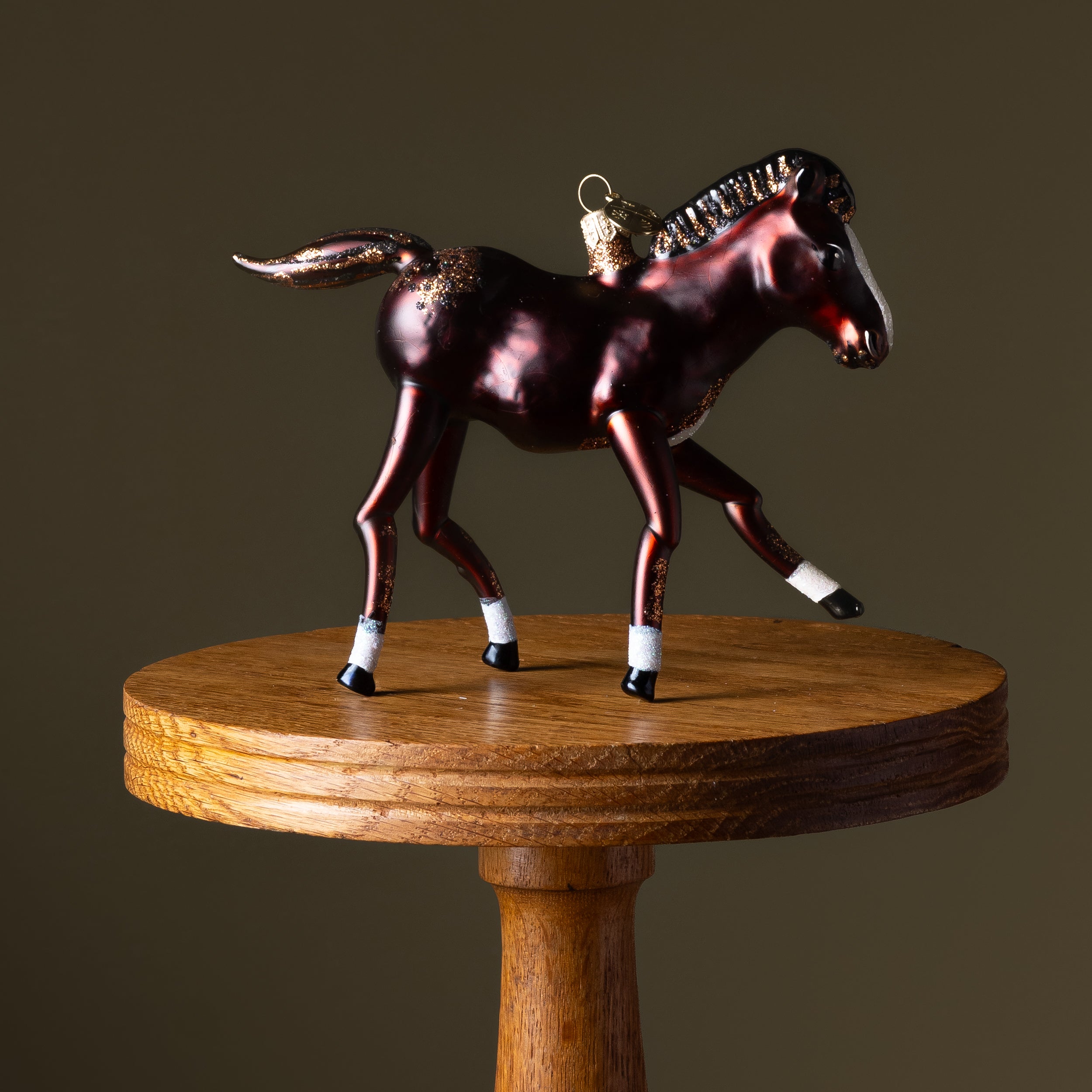 Chestnut Filly Horse Glass Ornament