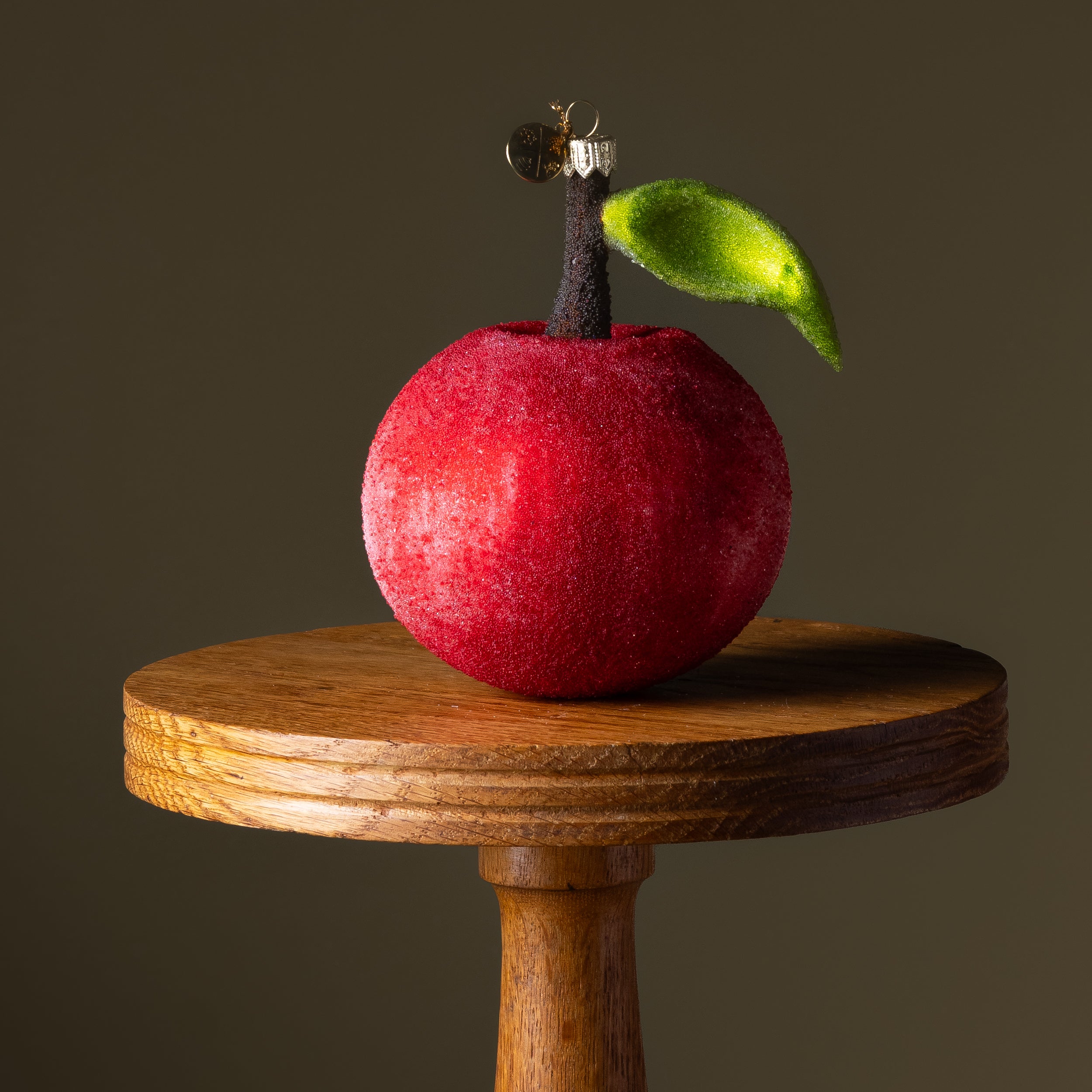 Frosted Apple & Stem Glass Ornament