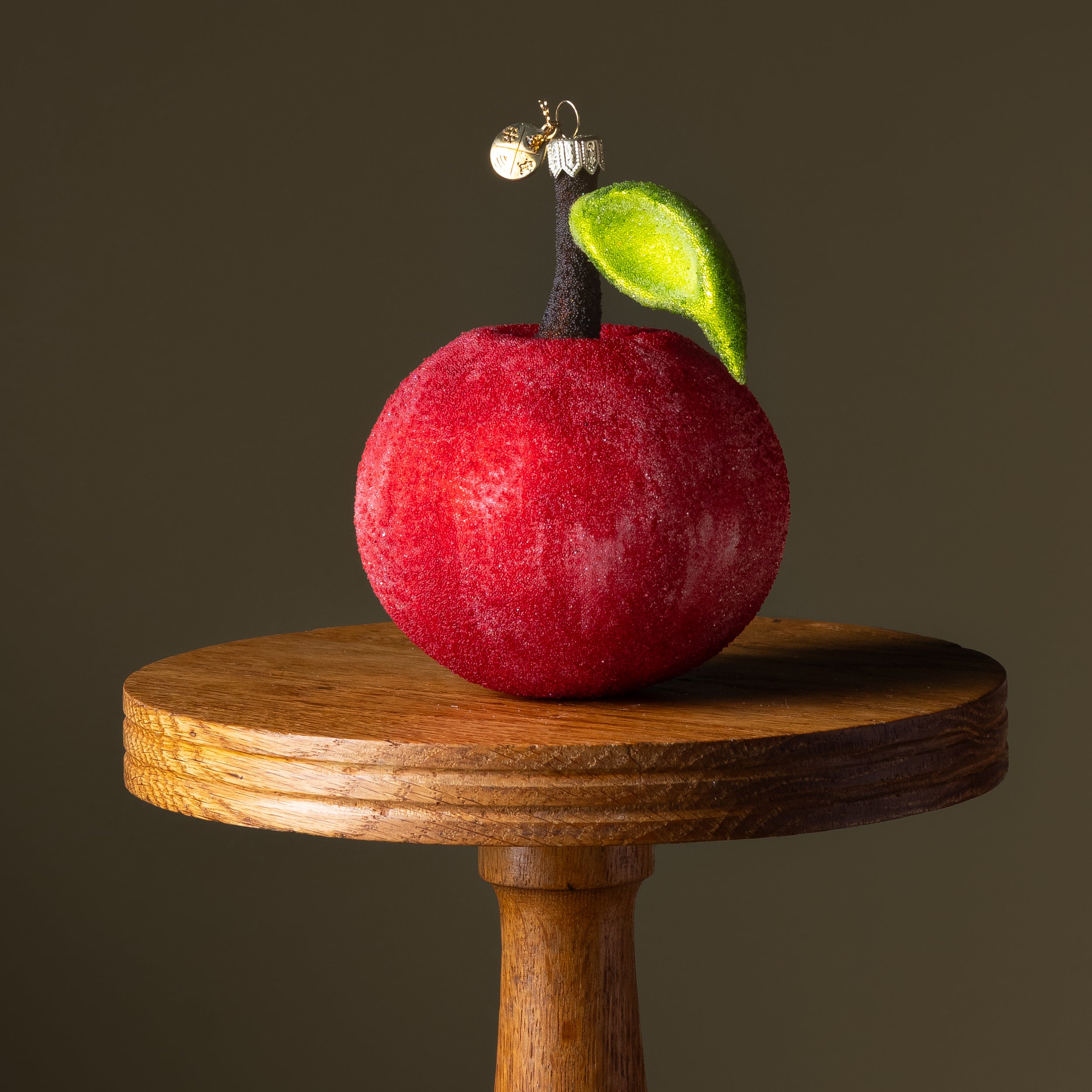 Frosted Apple & Stem Glass Ornament