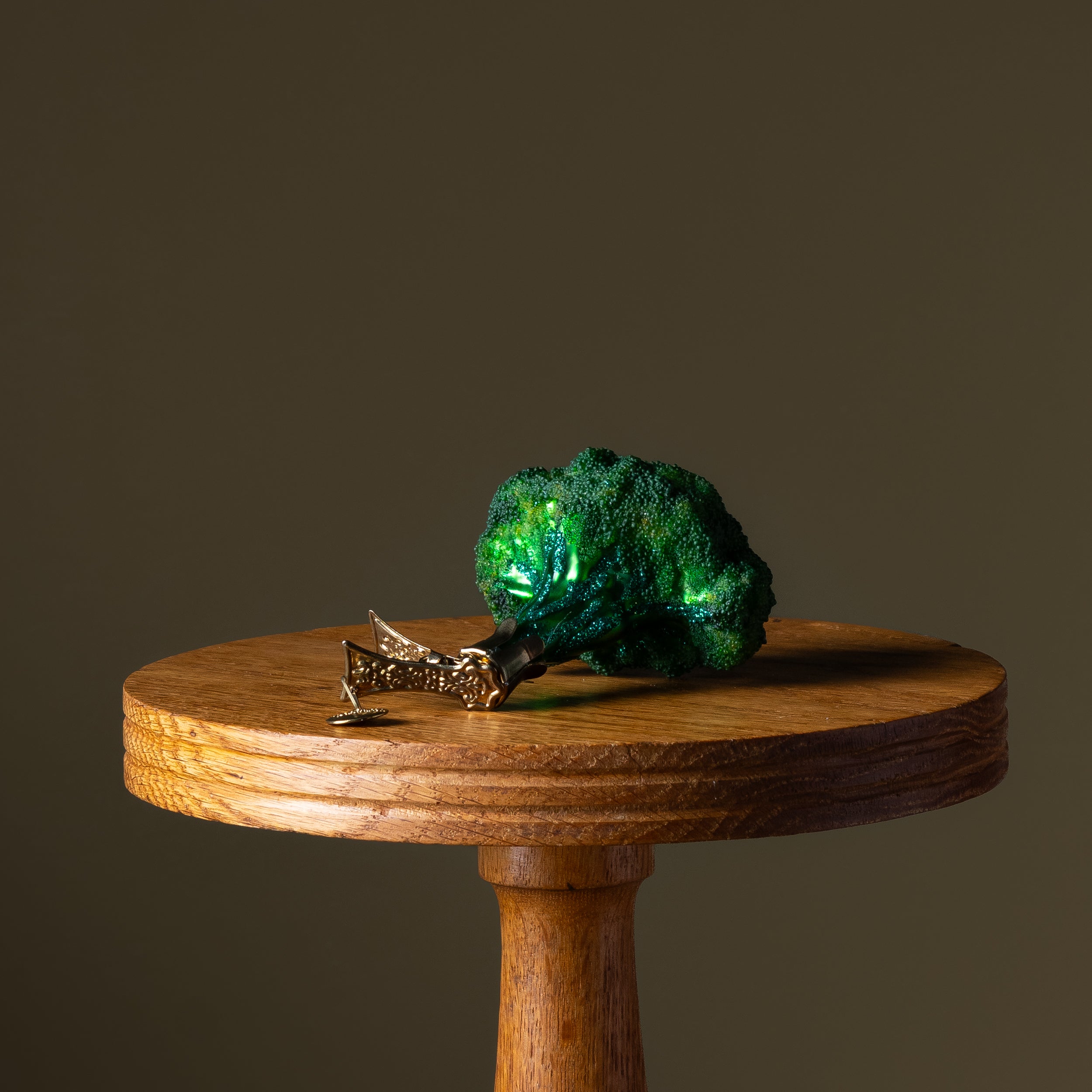 Head of Deep Green Broccoli Glass Ornament