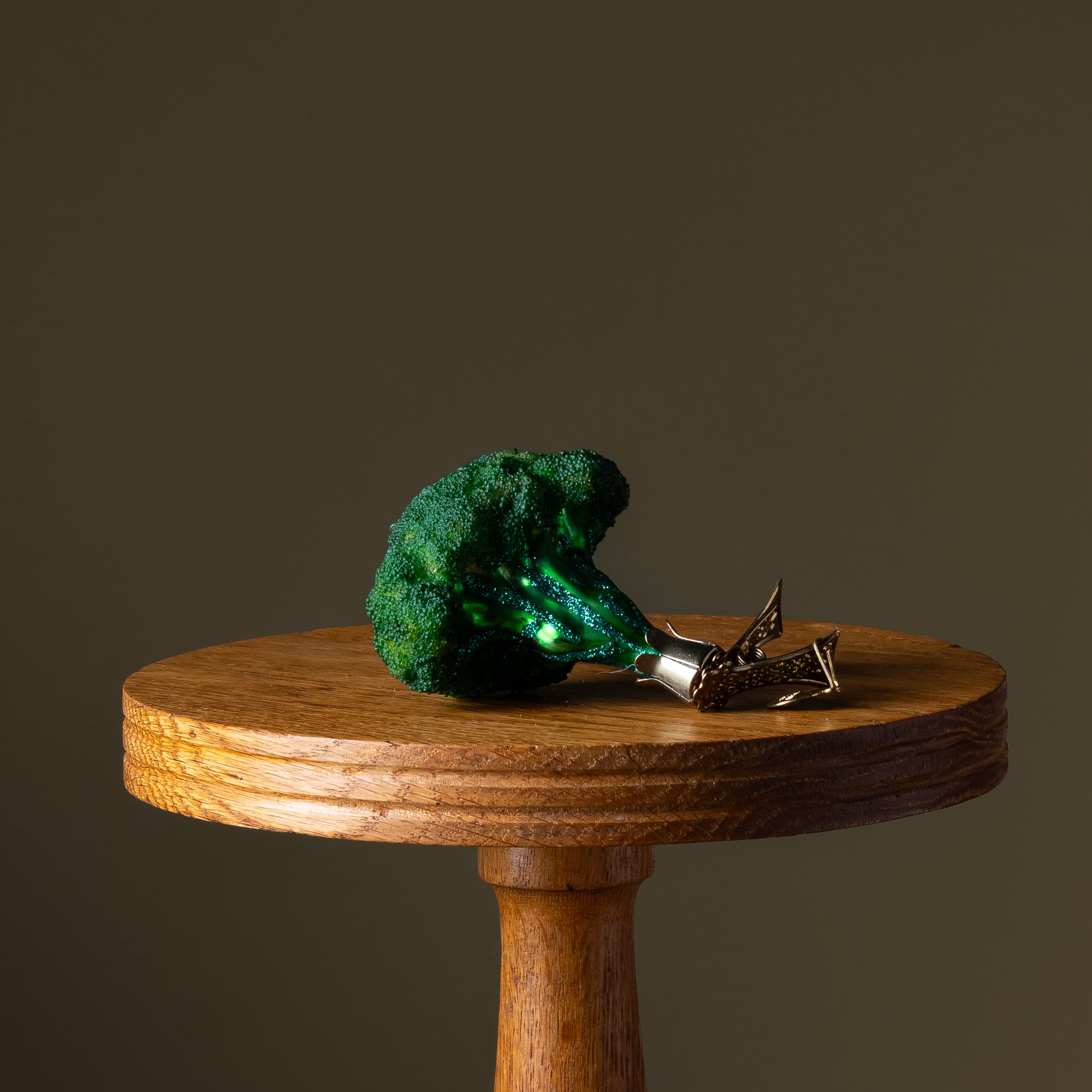 Head of Deep Green Broccoli Glass Ornament