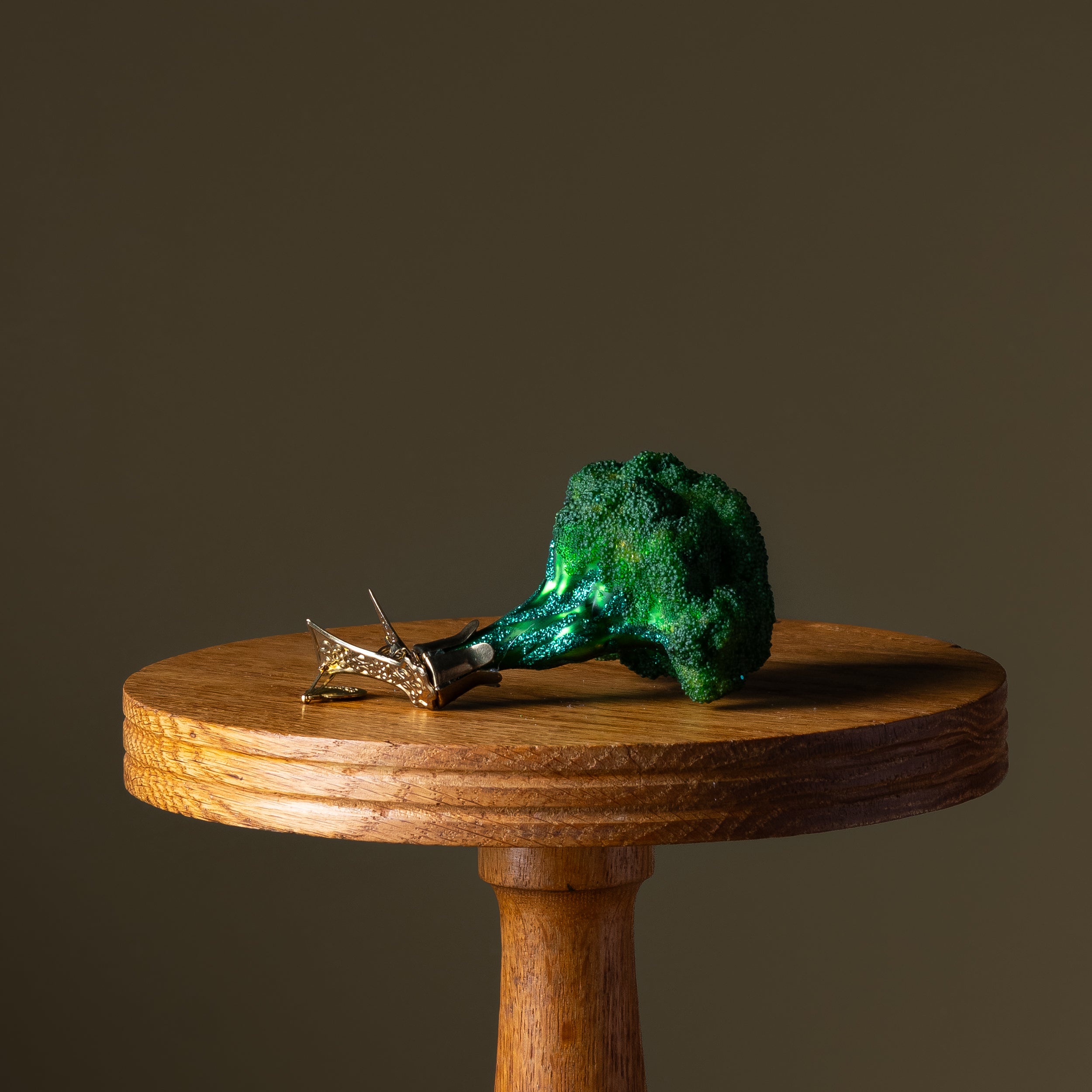 Head of Deep Green Broccoli Glass Ornament