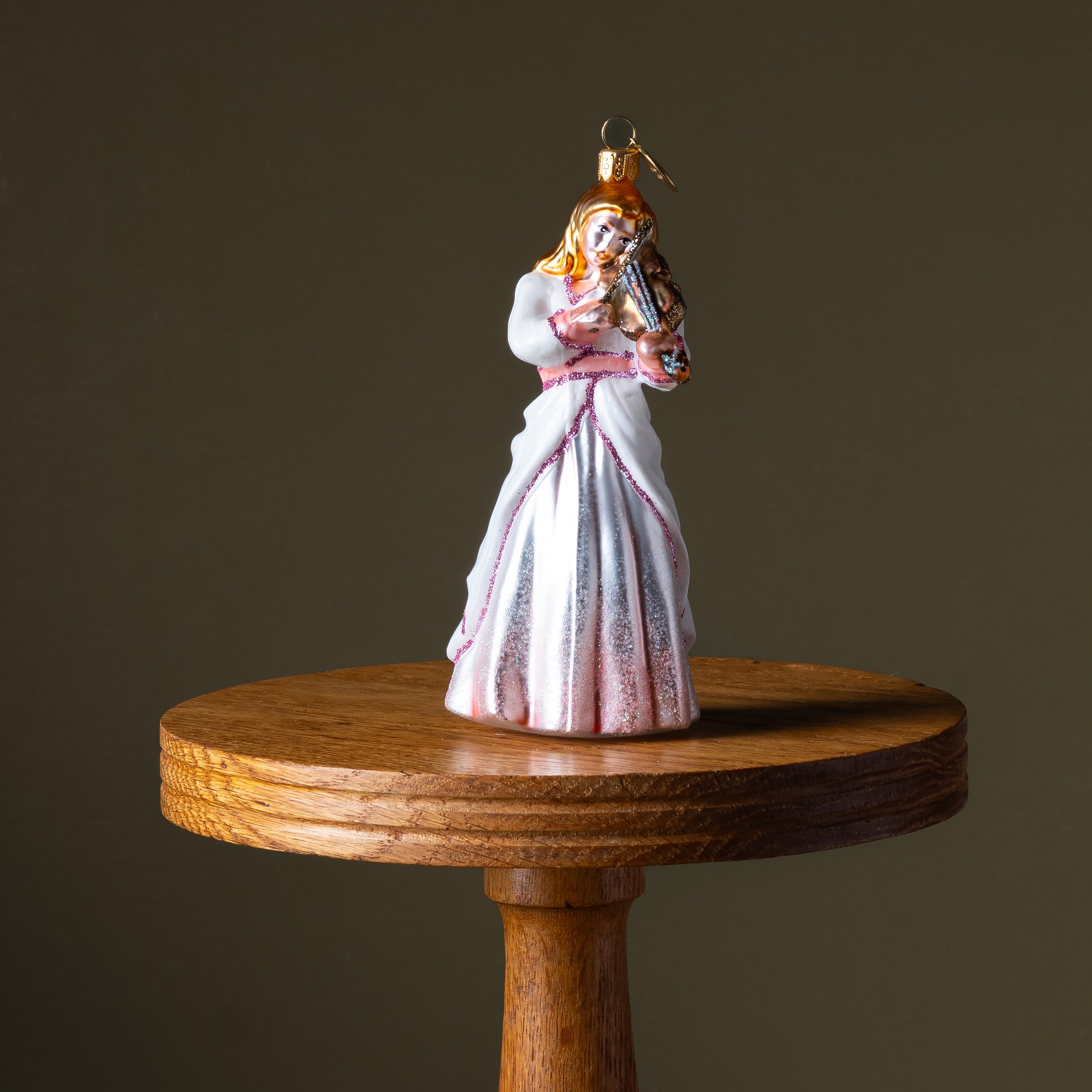 Princess Playing Violin Glass Ornament