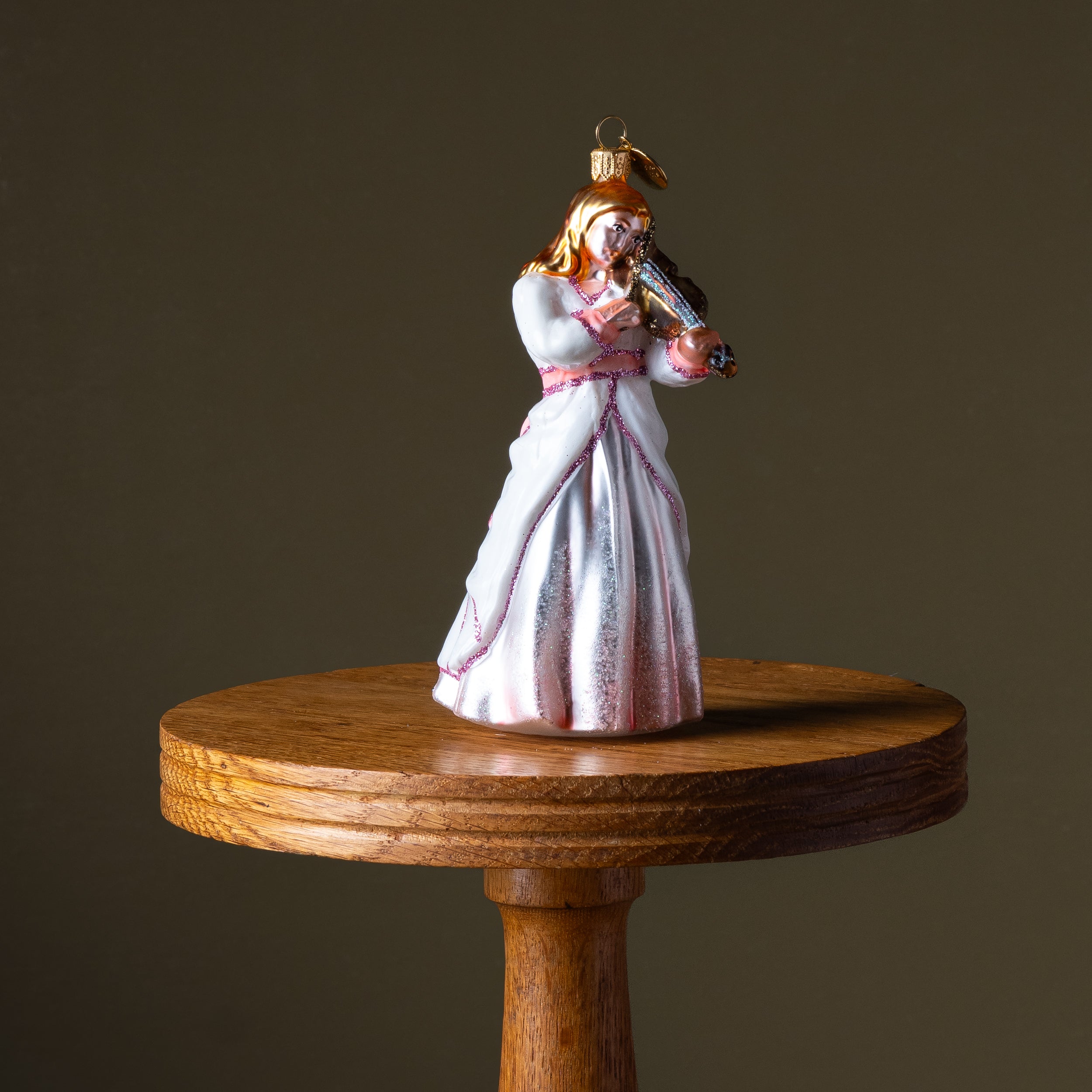 Princess Playing Violin Glass Ornament