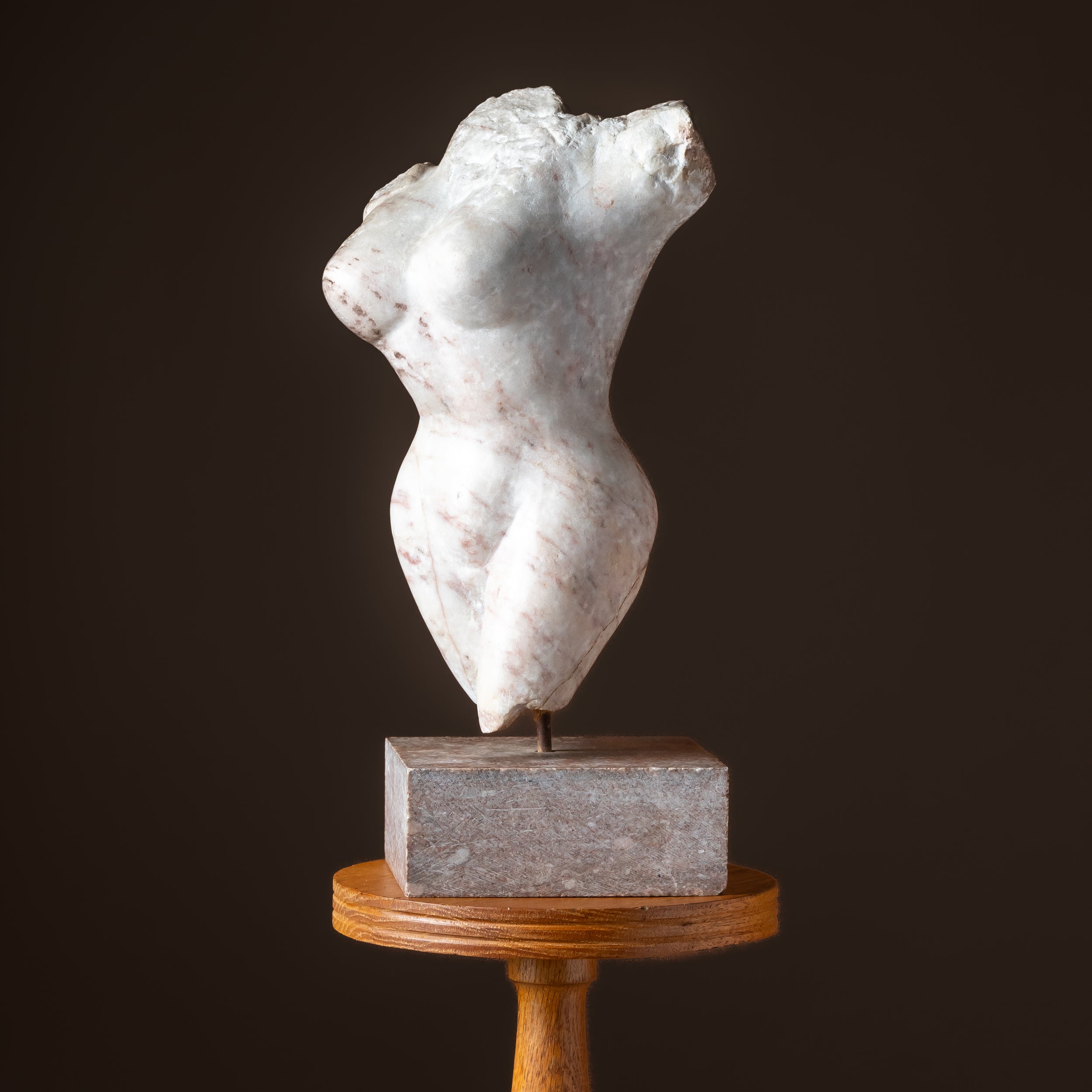 Carved Marble Torso Sculpture, Female Form
