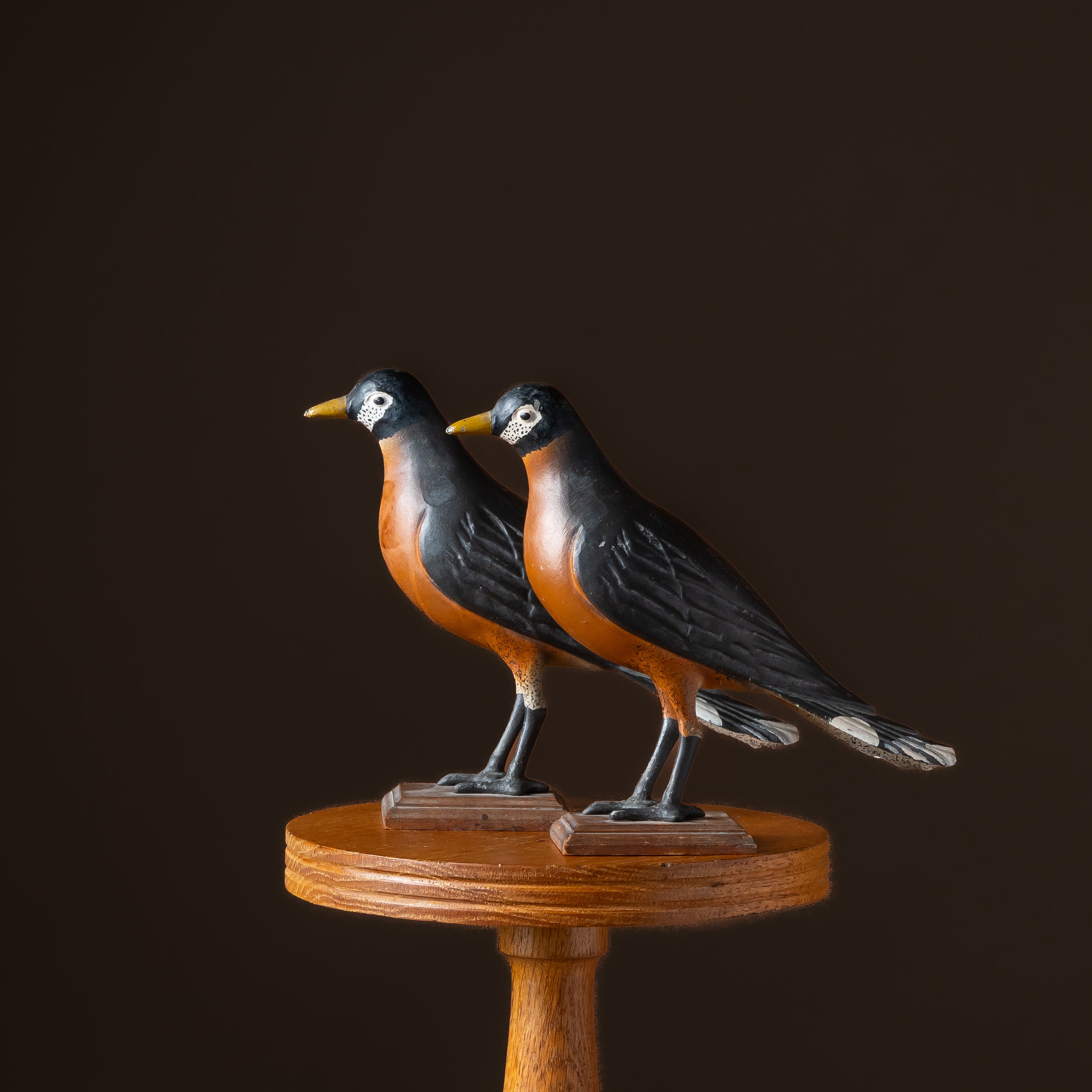 Pair of Painted Tin Robins