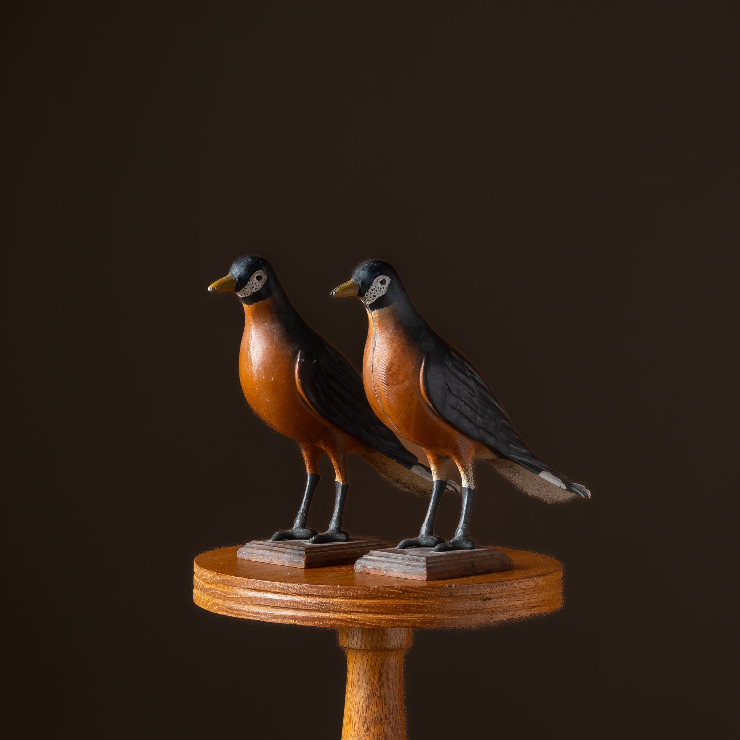 Pair of Painted Tin Robins