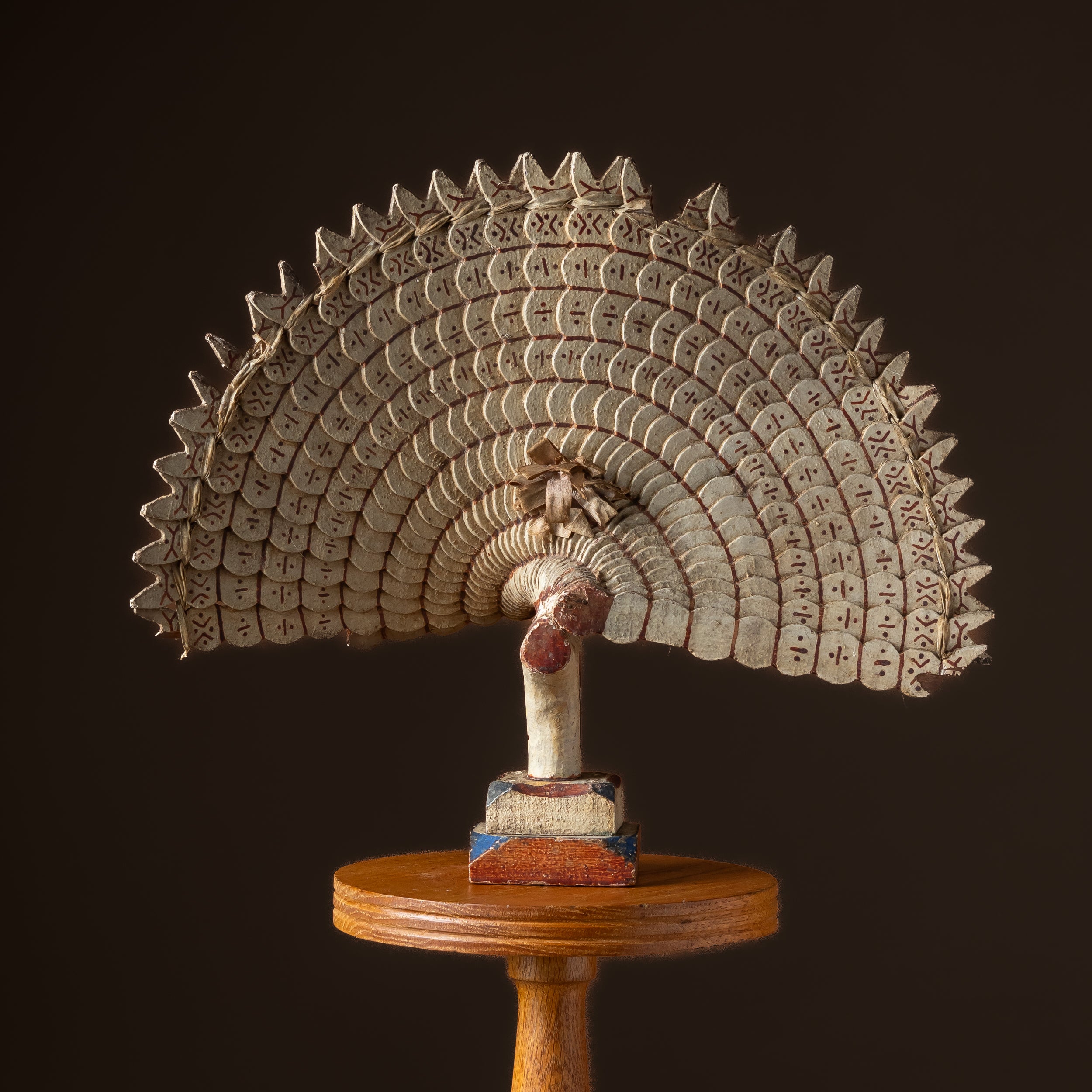 Carved & Painted Feathered Fan