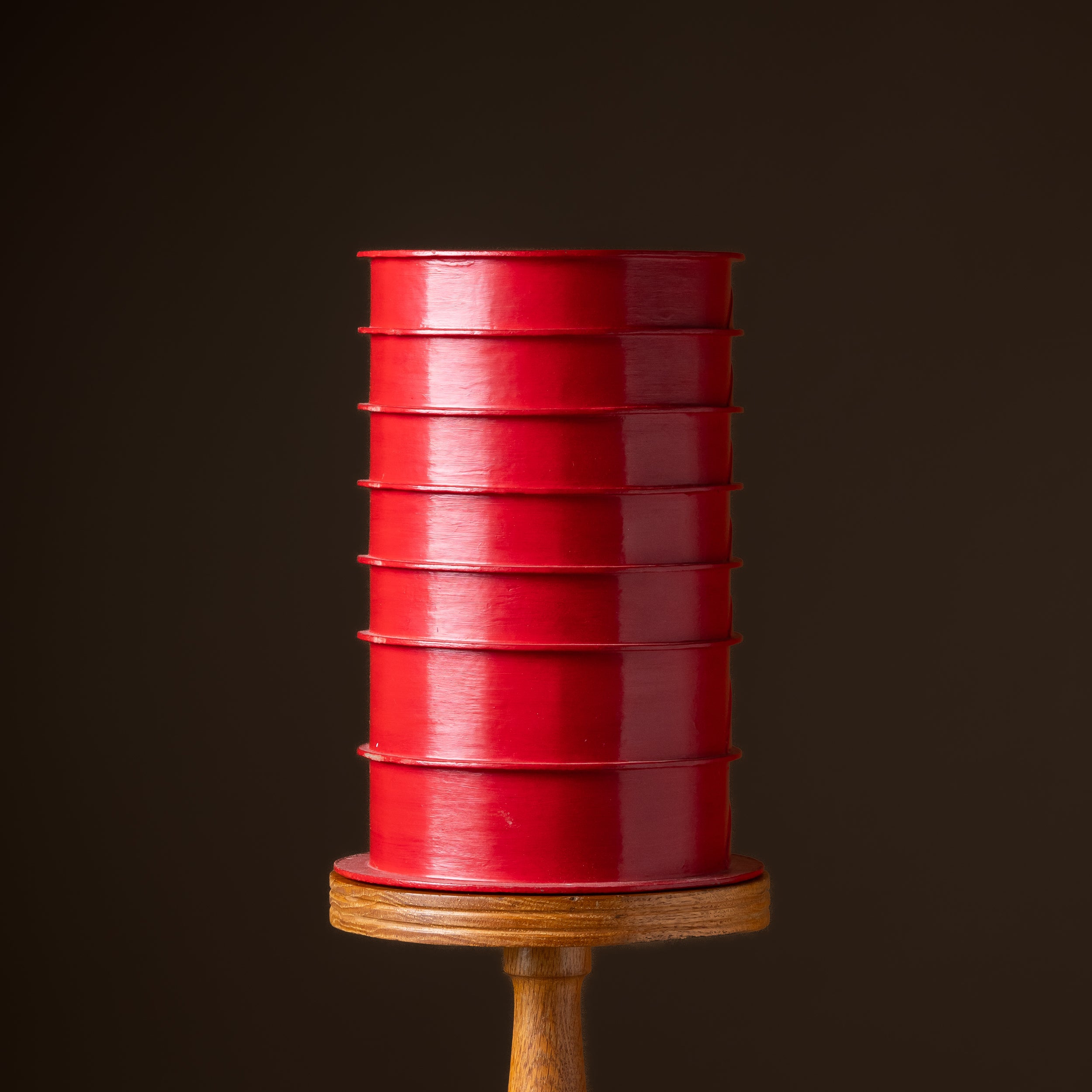 Red Lacquered Cylindrical Vase