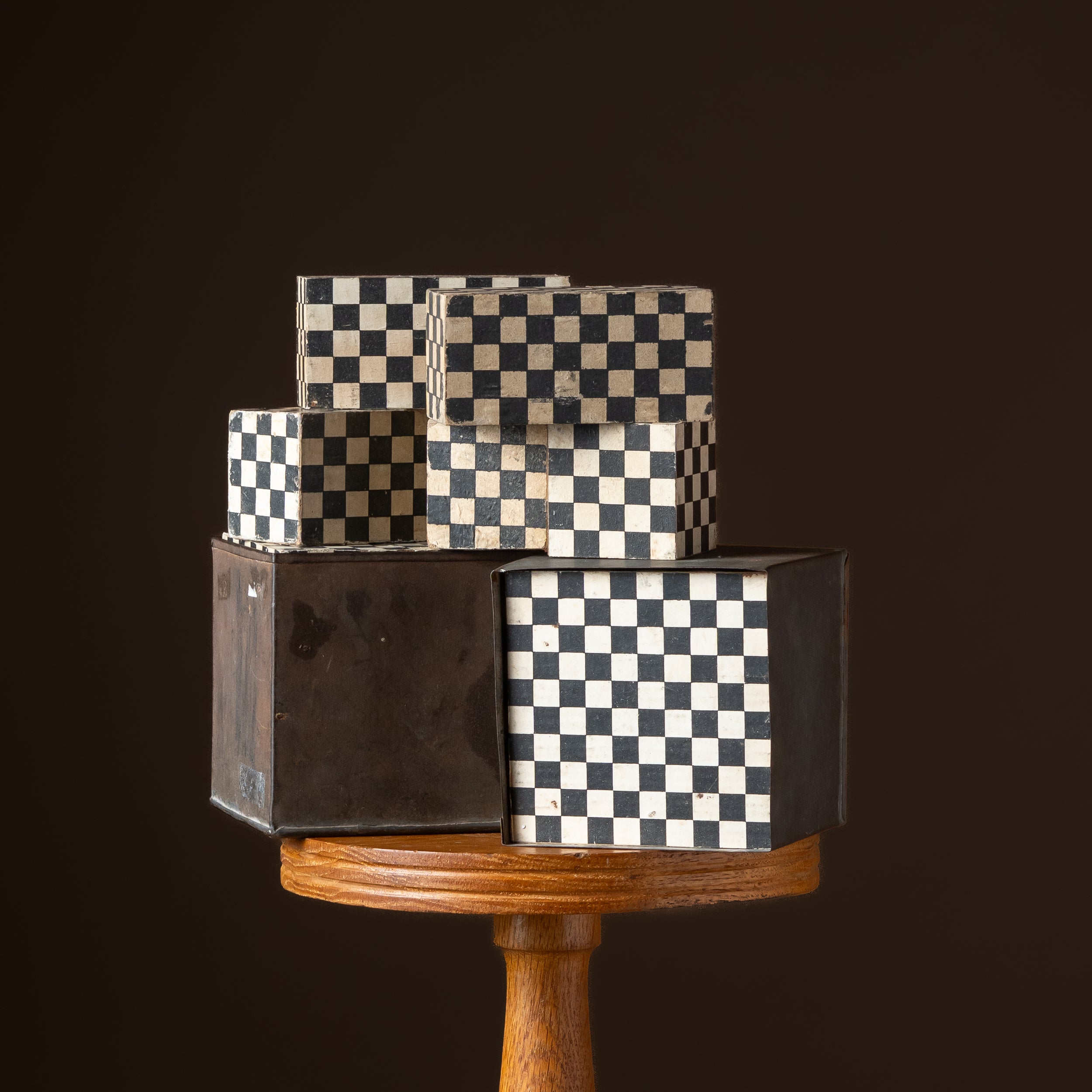 Set of Checkerboard Block Forms in Tin Cases