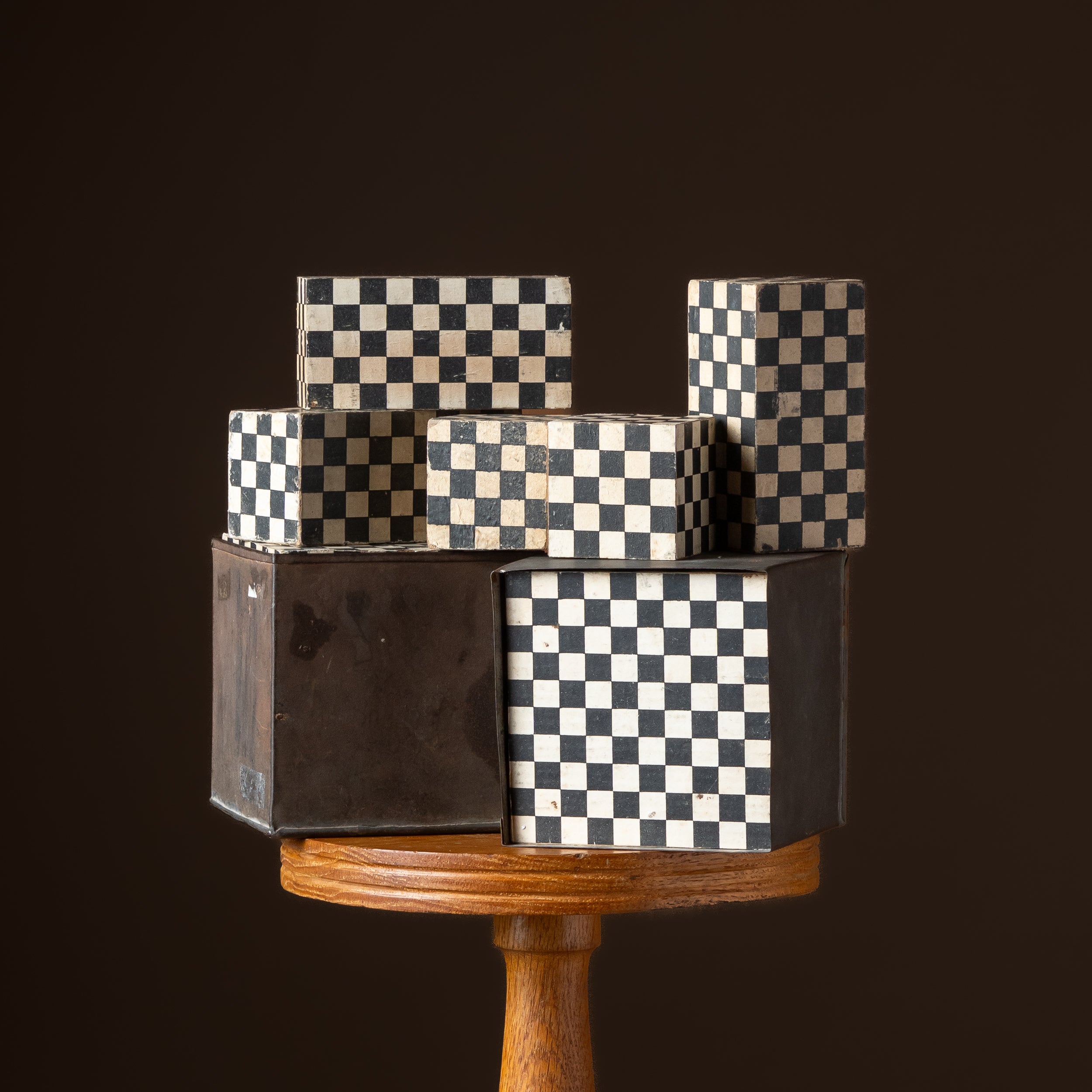 Set of Checkerboard Block Forms in Tin Cases