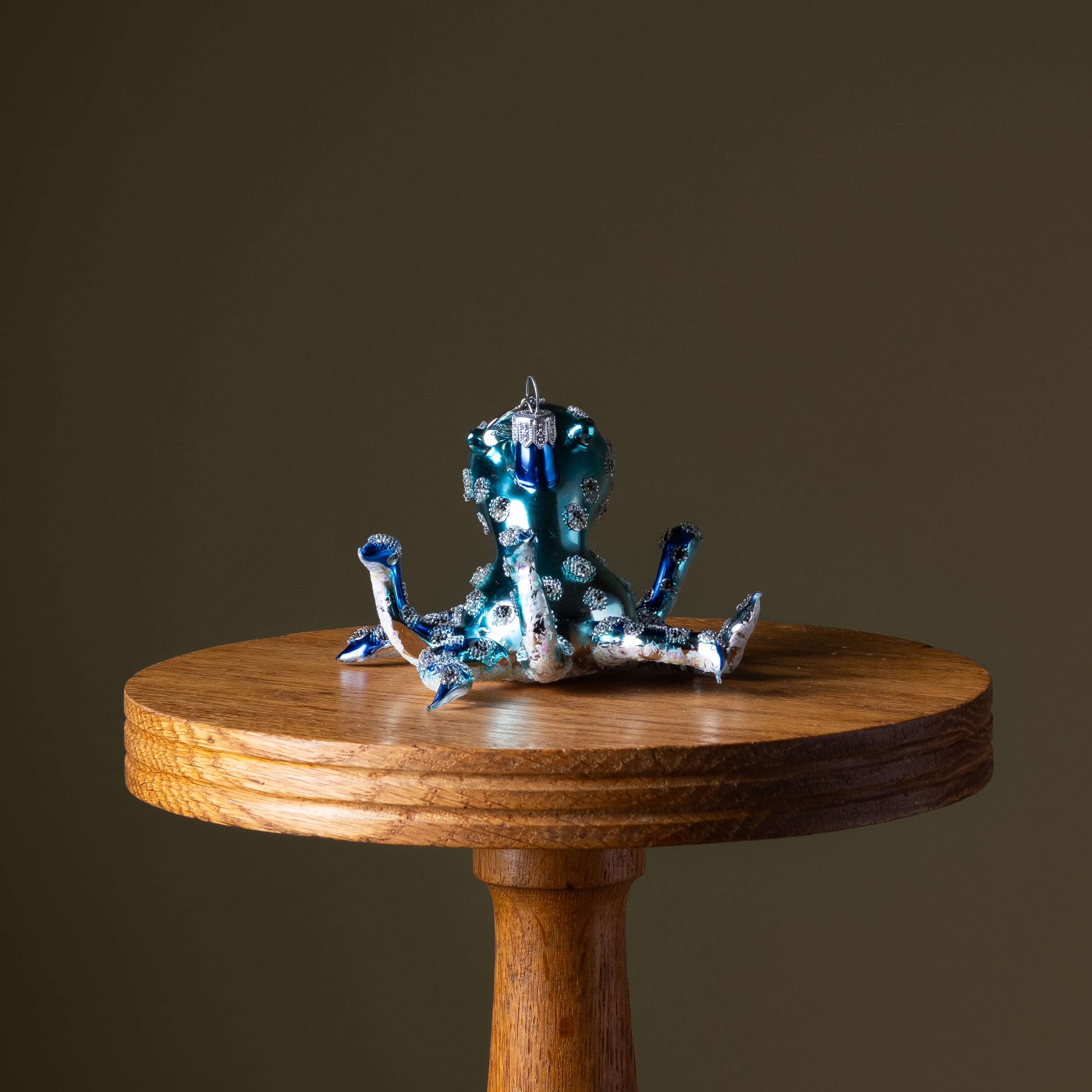 Blue Octopus Glass Ornament