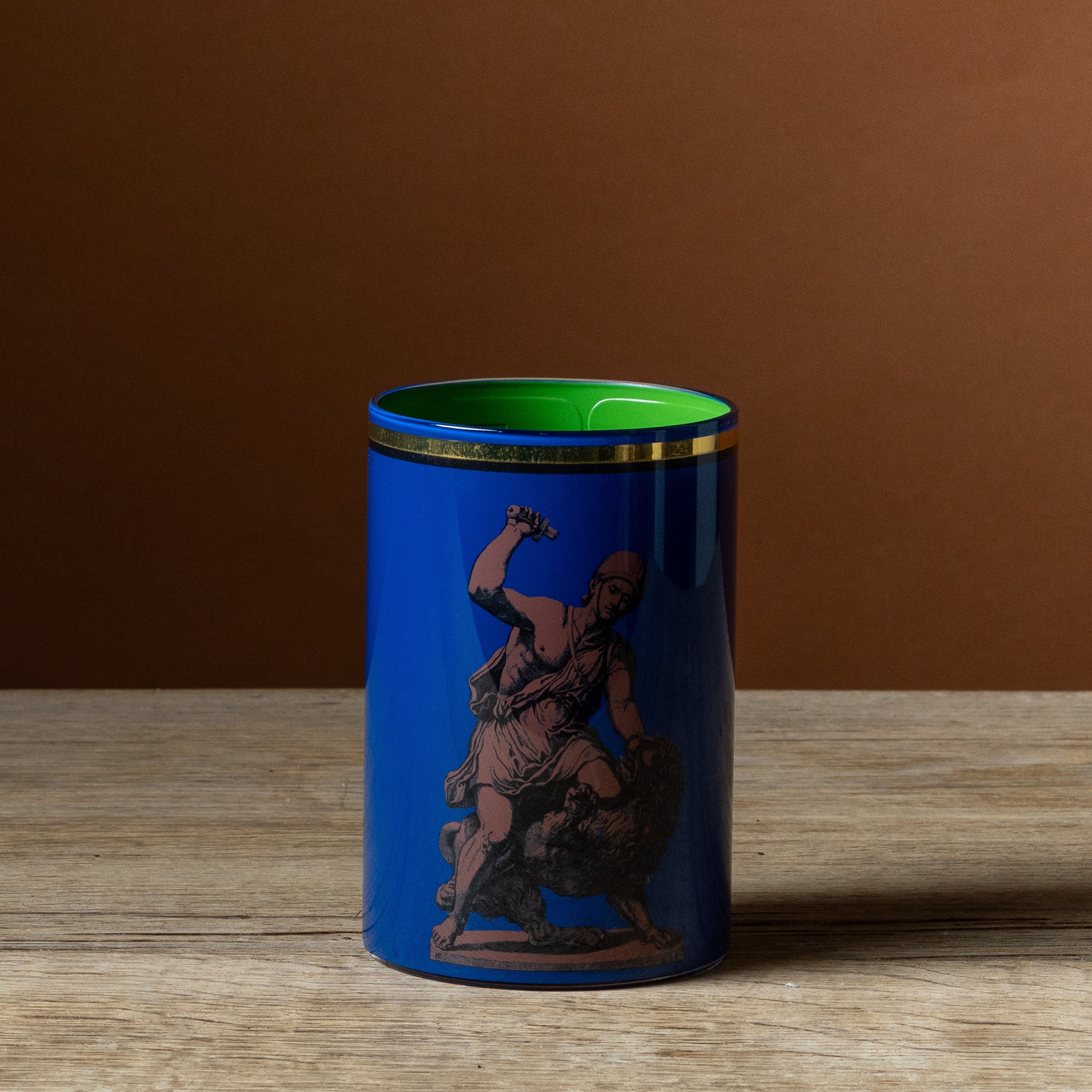 Roman Soldier & Lion Brush Pot No. 1