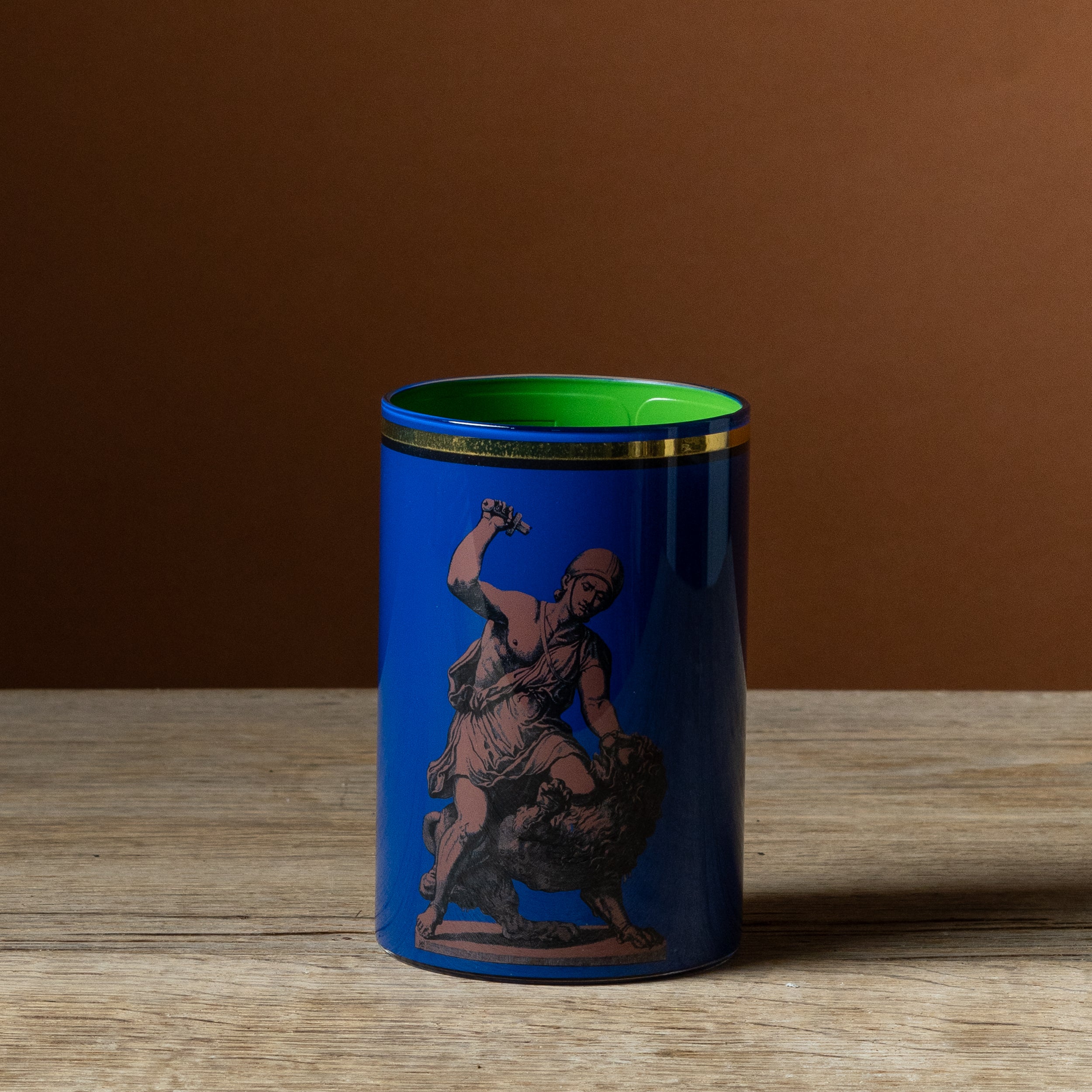 Roman Soldier & Lion Brush Pot No. 1