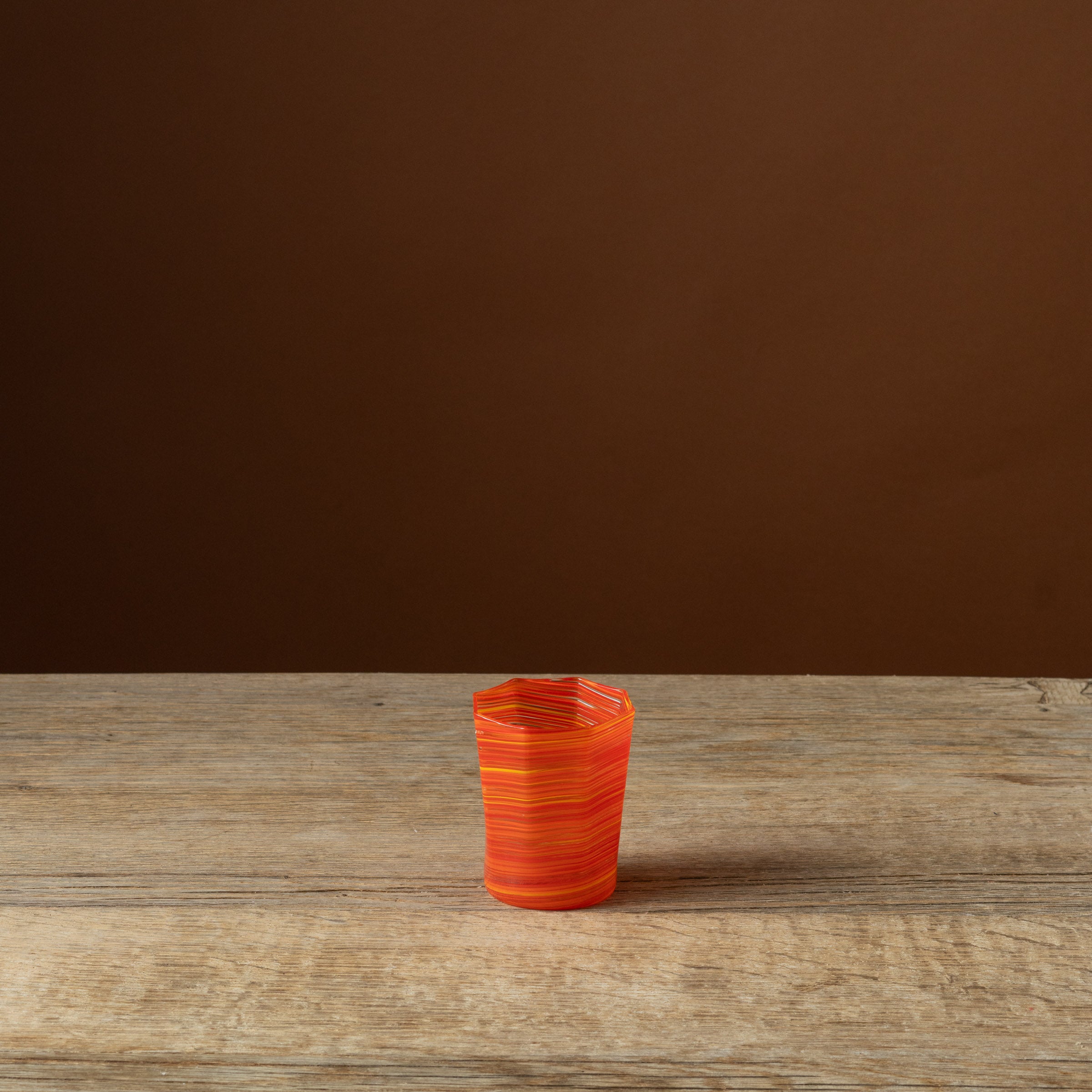 Orange Octagonal Short Glass