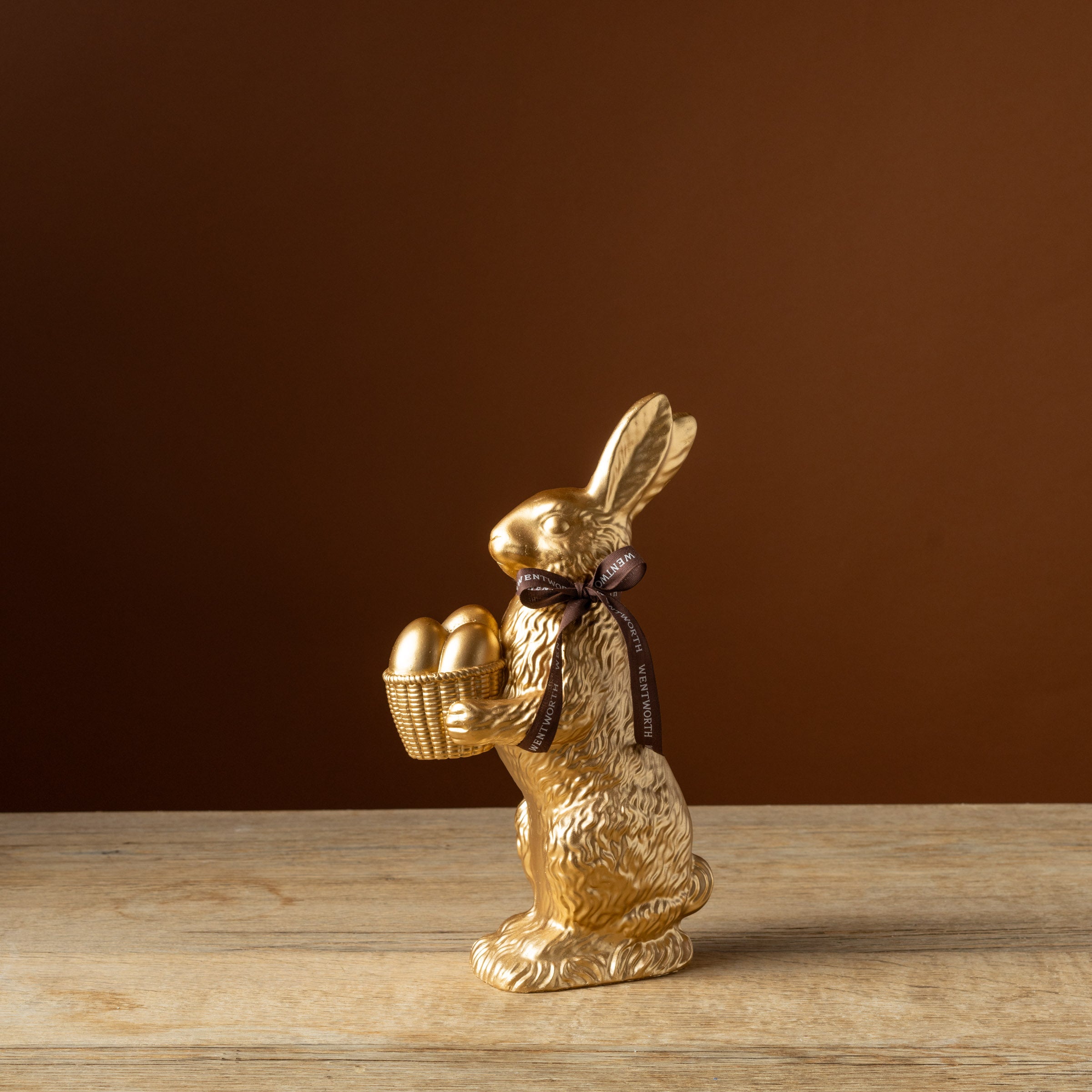 14" Gold Bunny Egg Basket