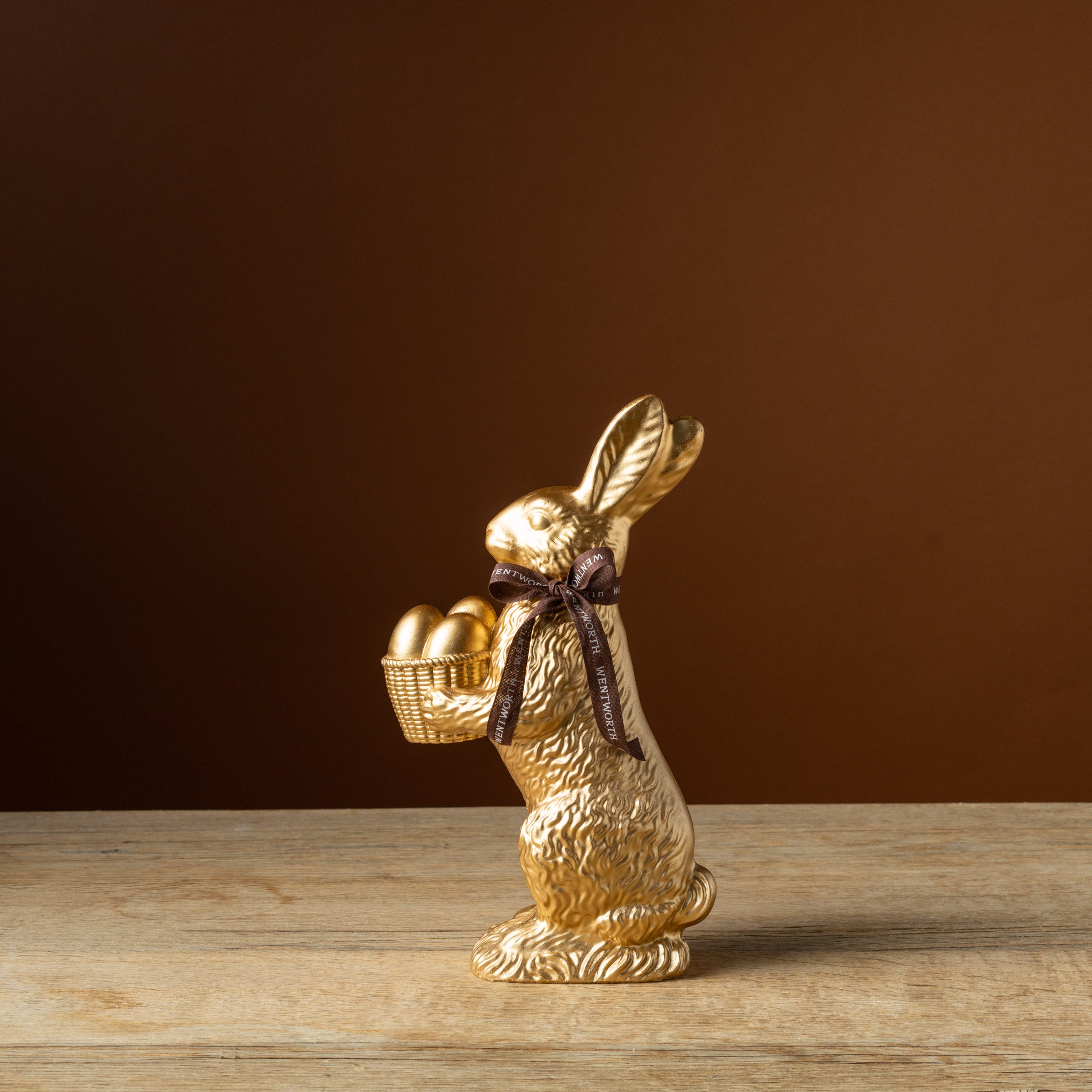14" Gold Bunny Egg Basket
