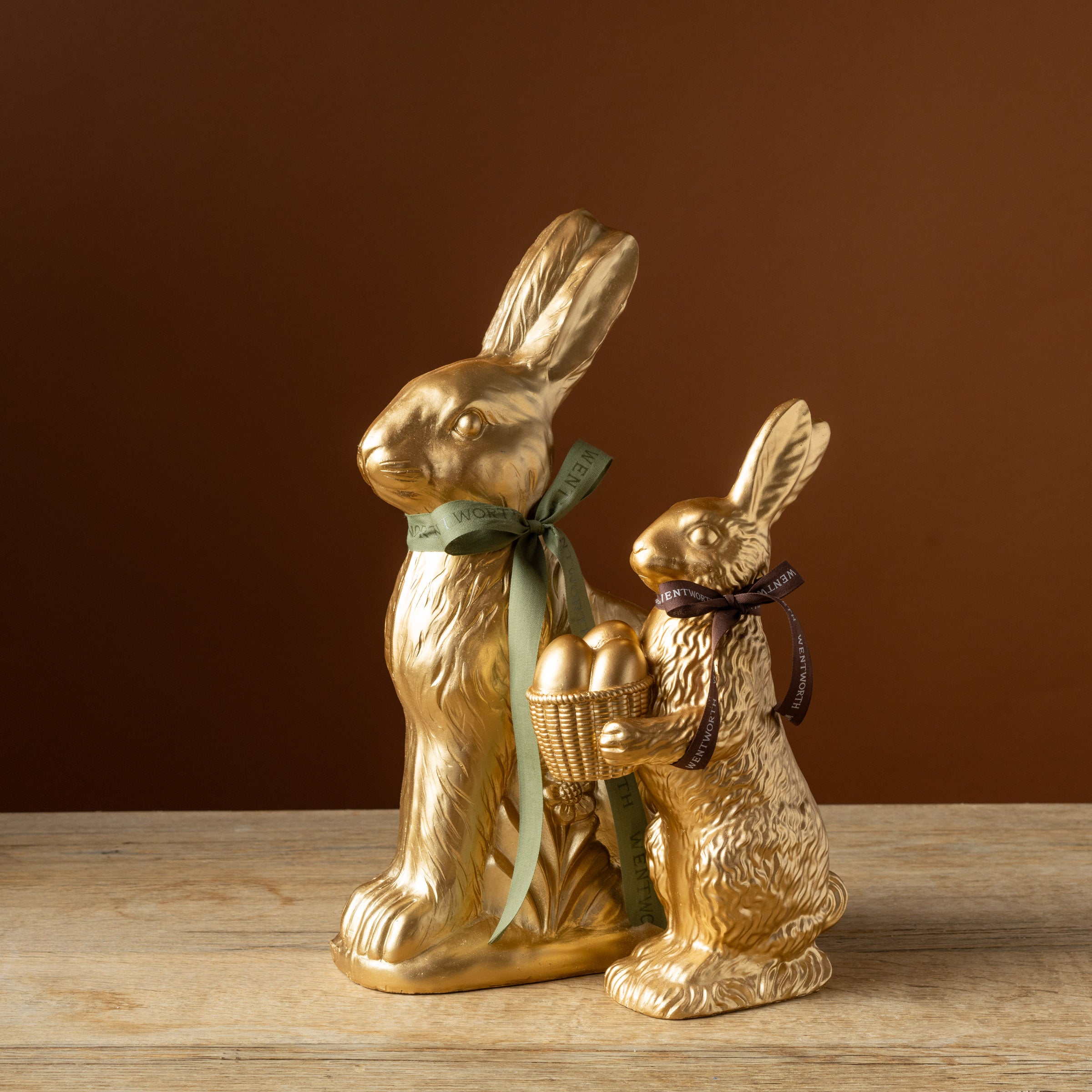 14" Gold Bunny Egg Basket