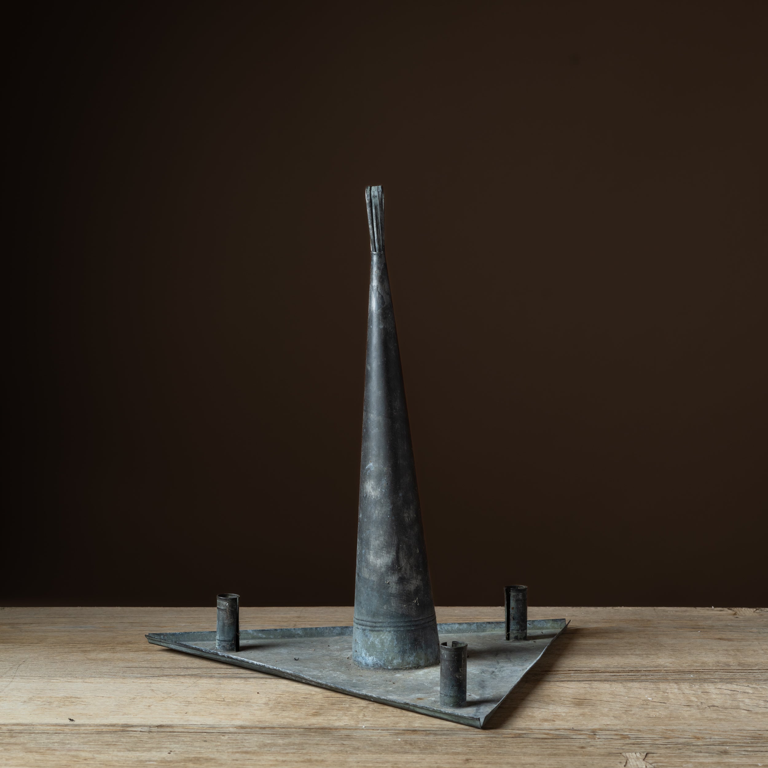 Early Tin Triangular Candelabra