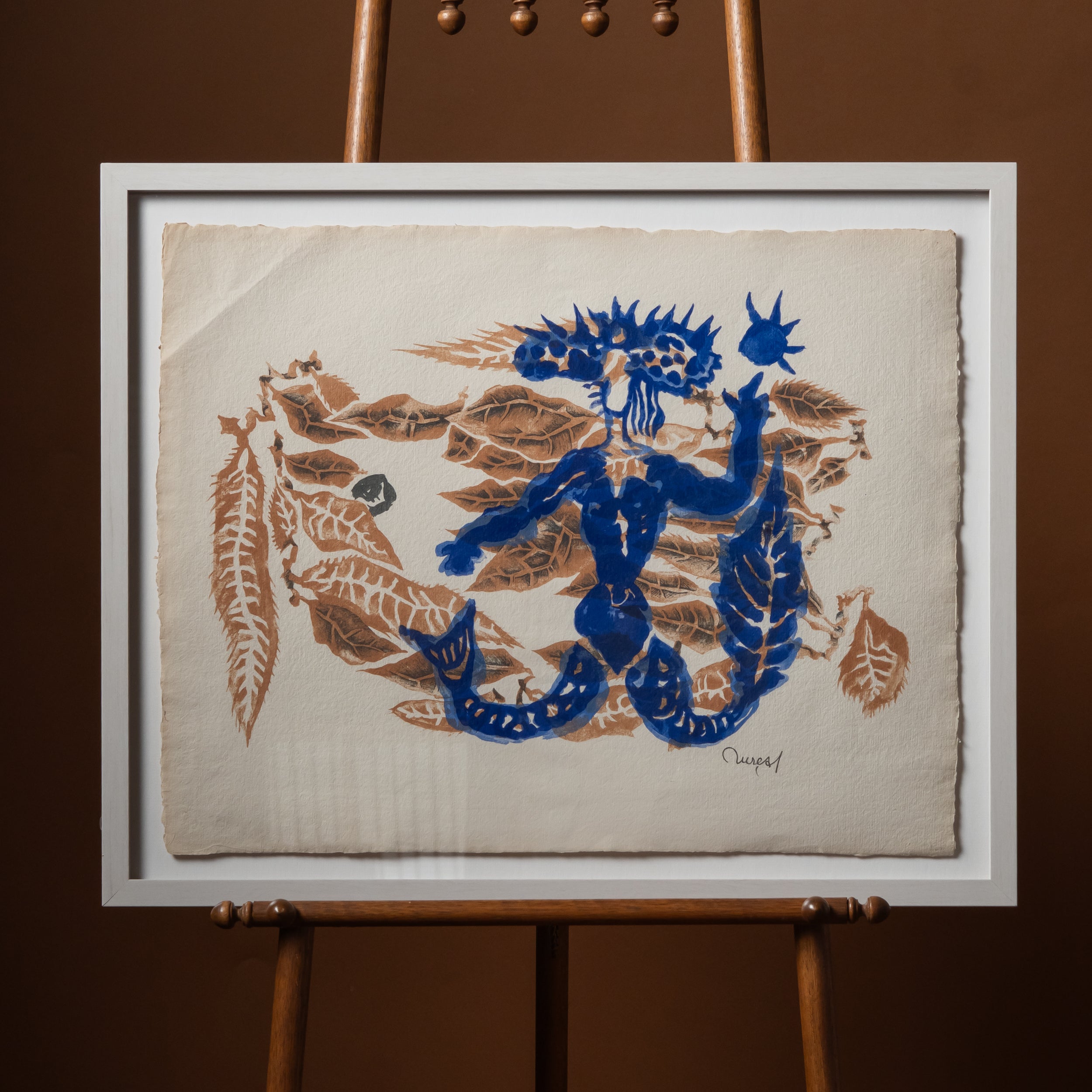 "Sirene Au Feuillage" Framed Lithograph