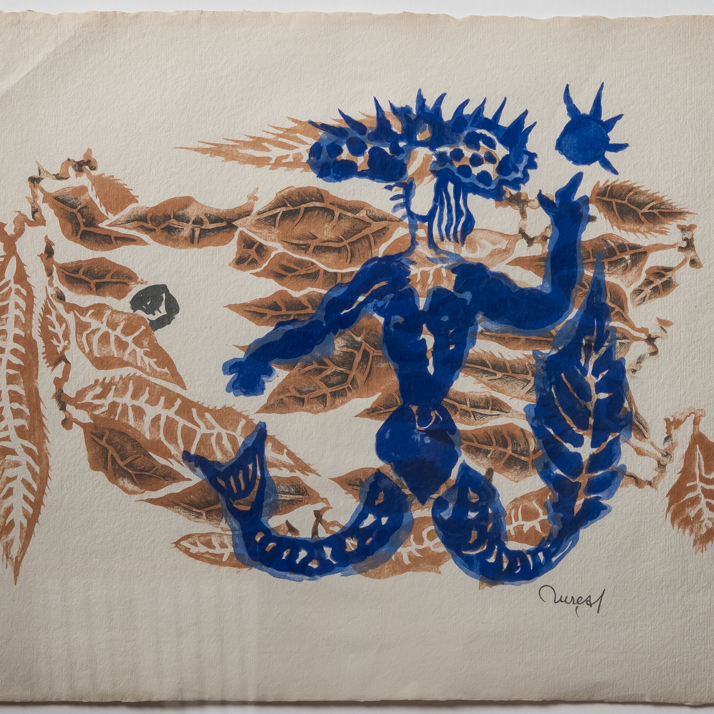 "Sirene Au Feuillage" Framed Lithograph