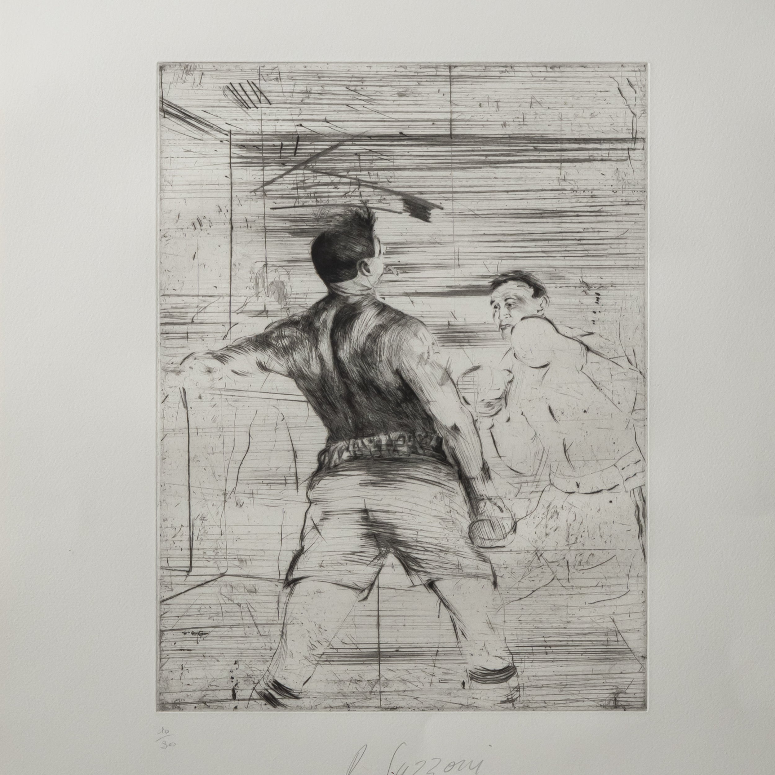 "Boxeurs" Framed Engraving