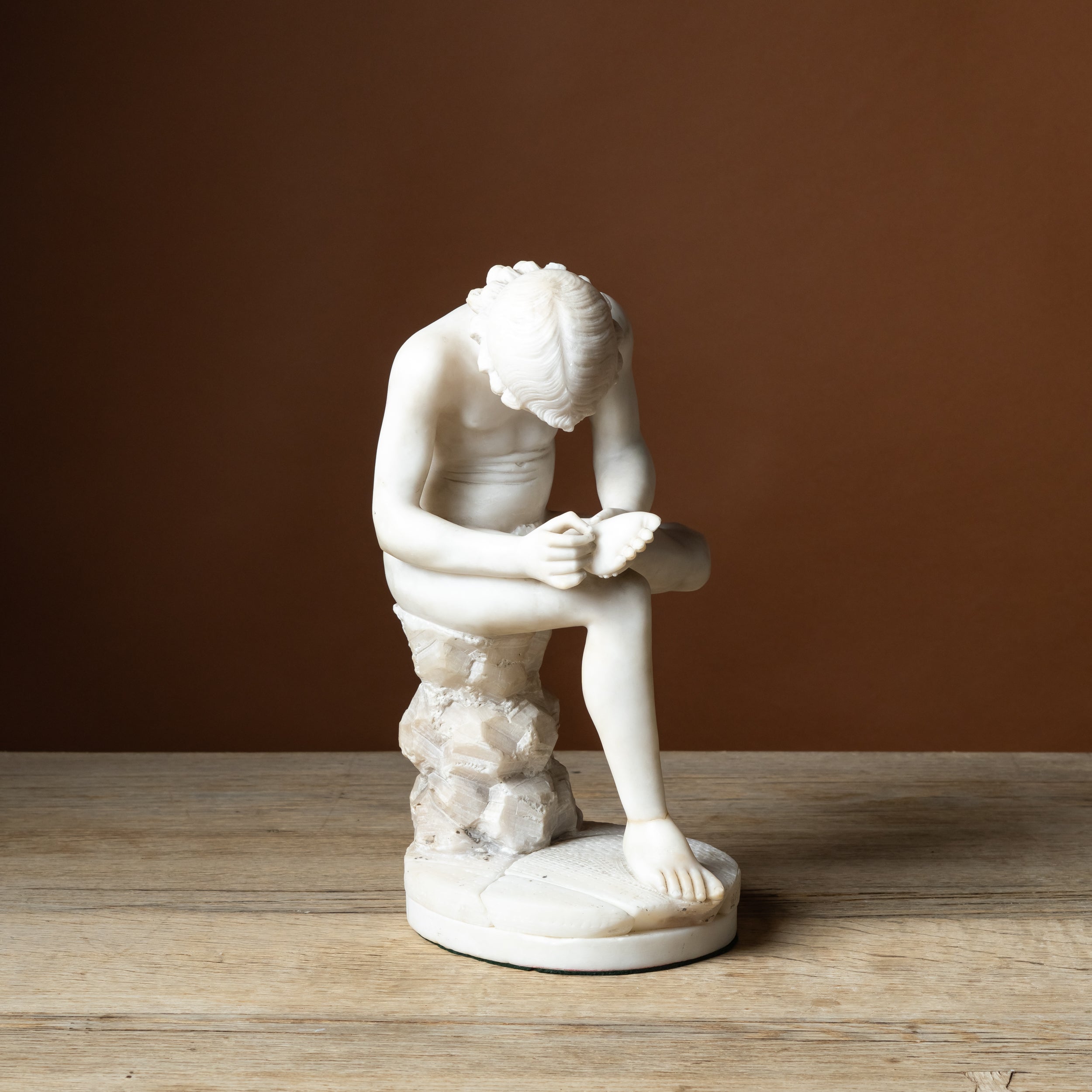 Italian Carved Spinario Alabaster Sculpture