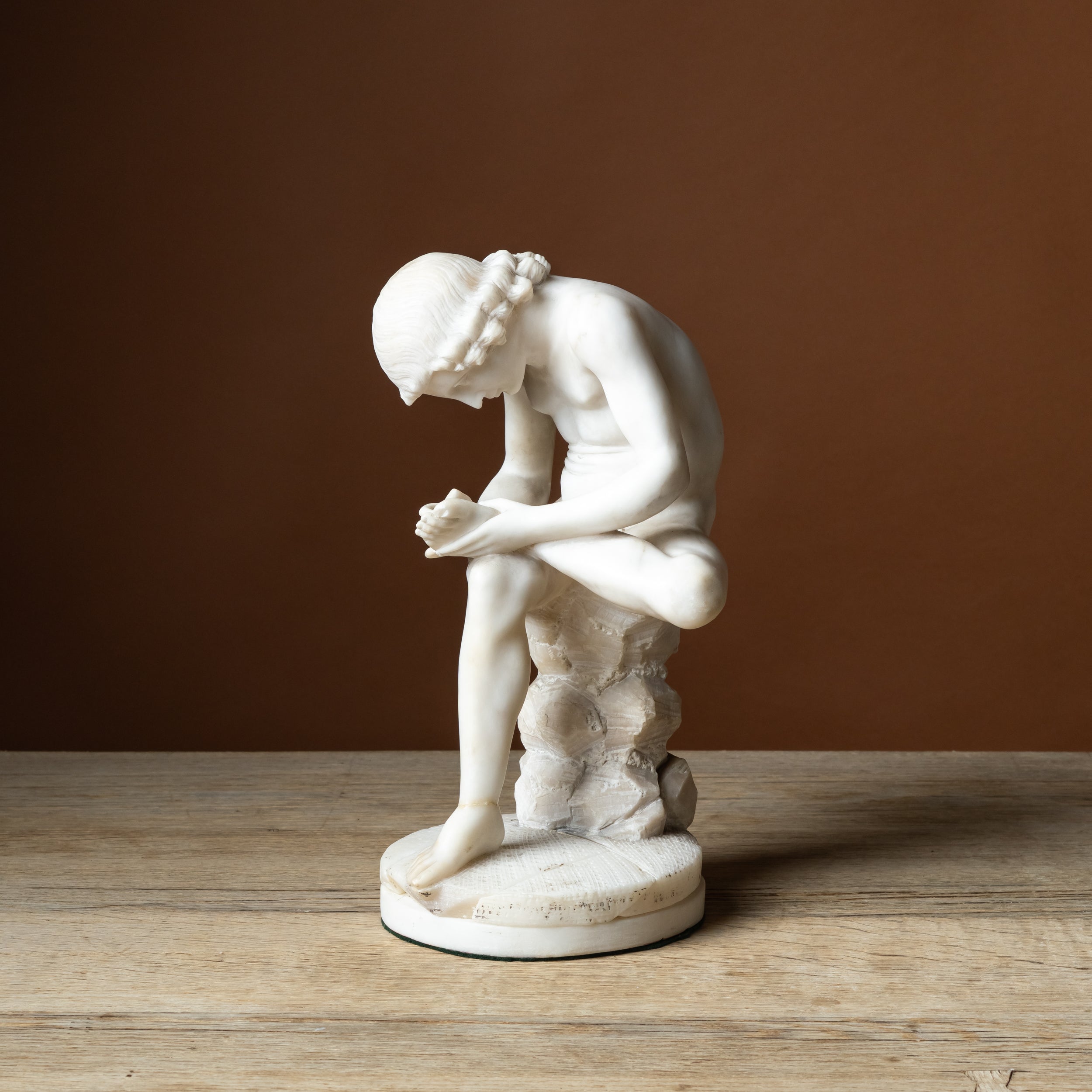 Italian Carved Spinario Alabaster Sculpture