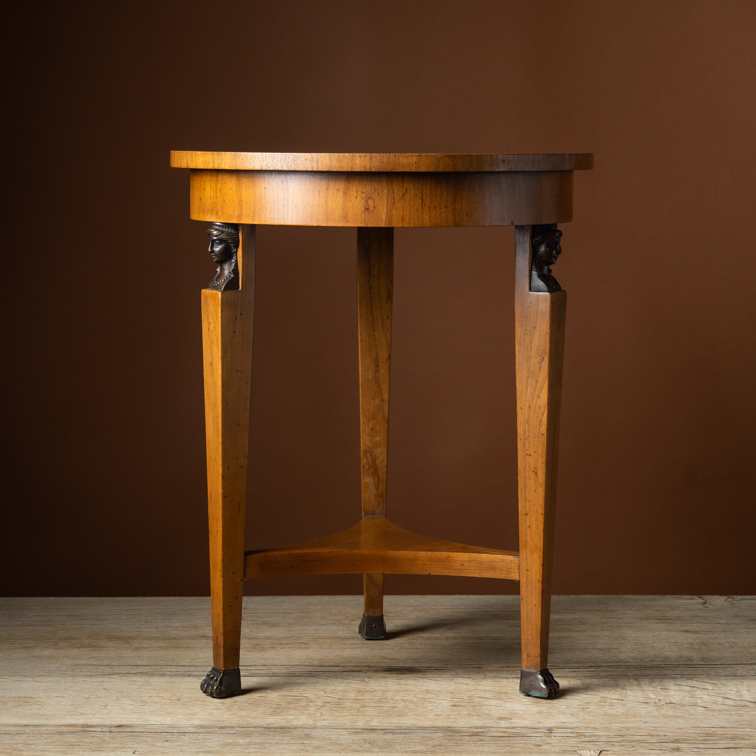 Empire-Style Tripod Table with Bronze Mask Mounts