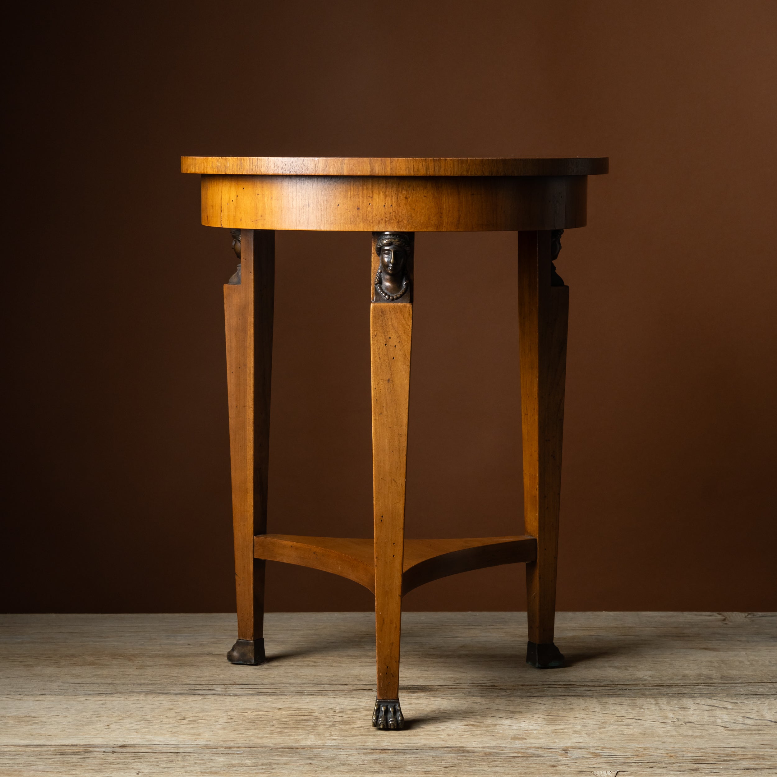 Empire-Style Tripod Table with Bronze Mask Mounts