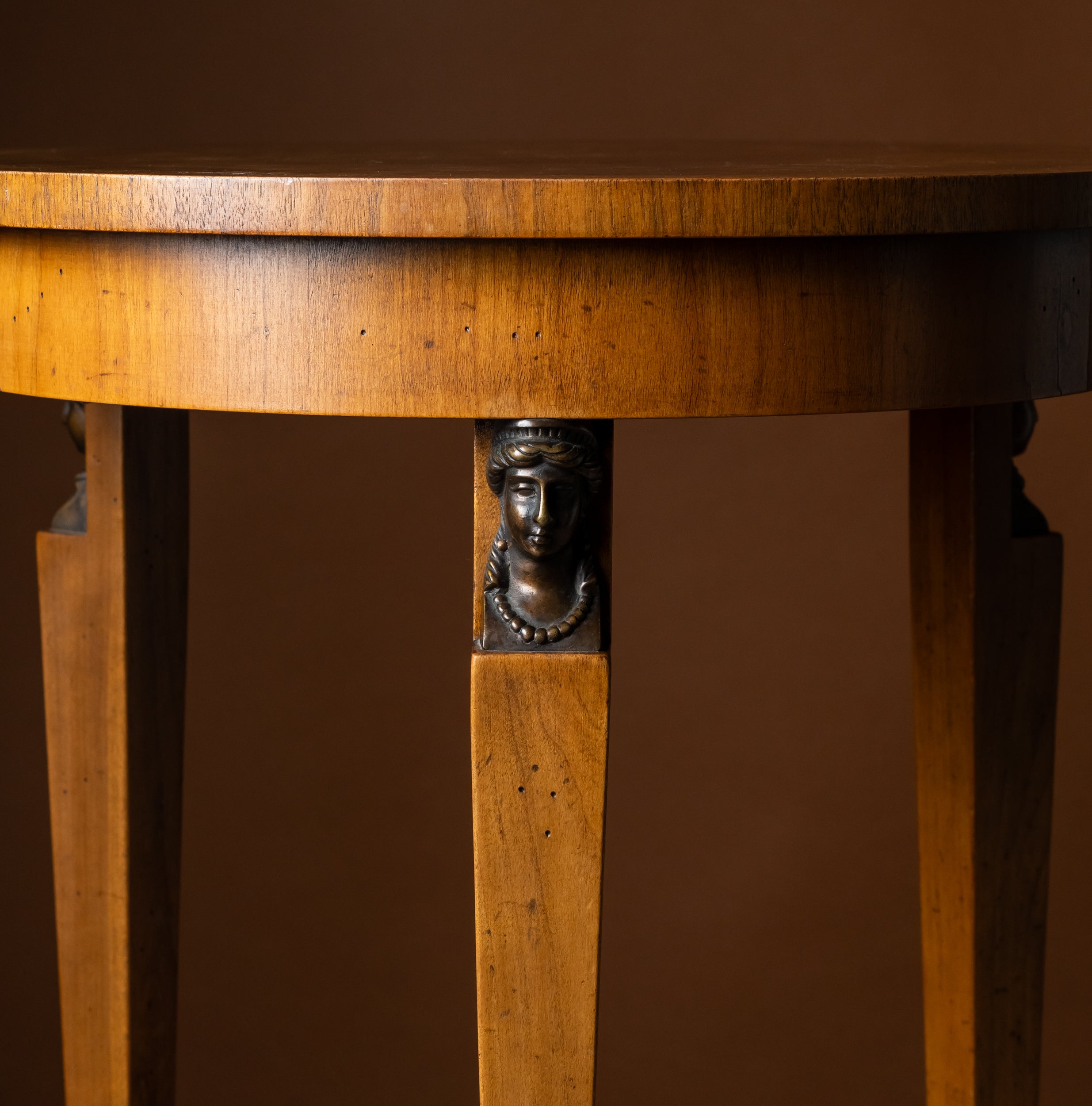 Empire-Style Tripod Table with Bronze Mask Mounts