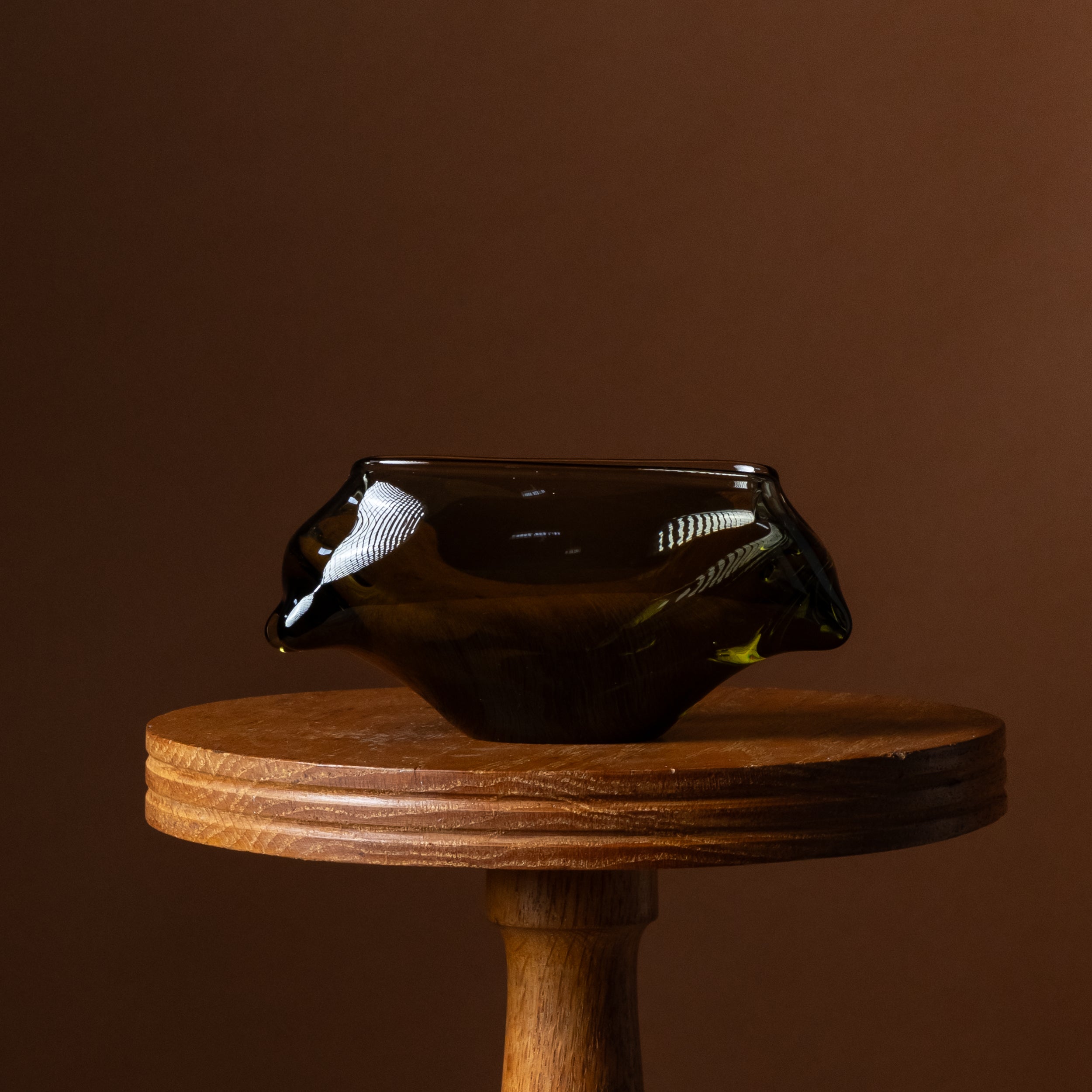 Olive Smoke Murano Ashtray & Card Holder