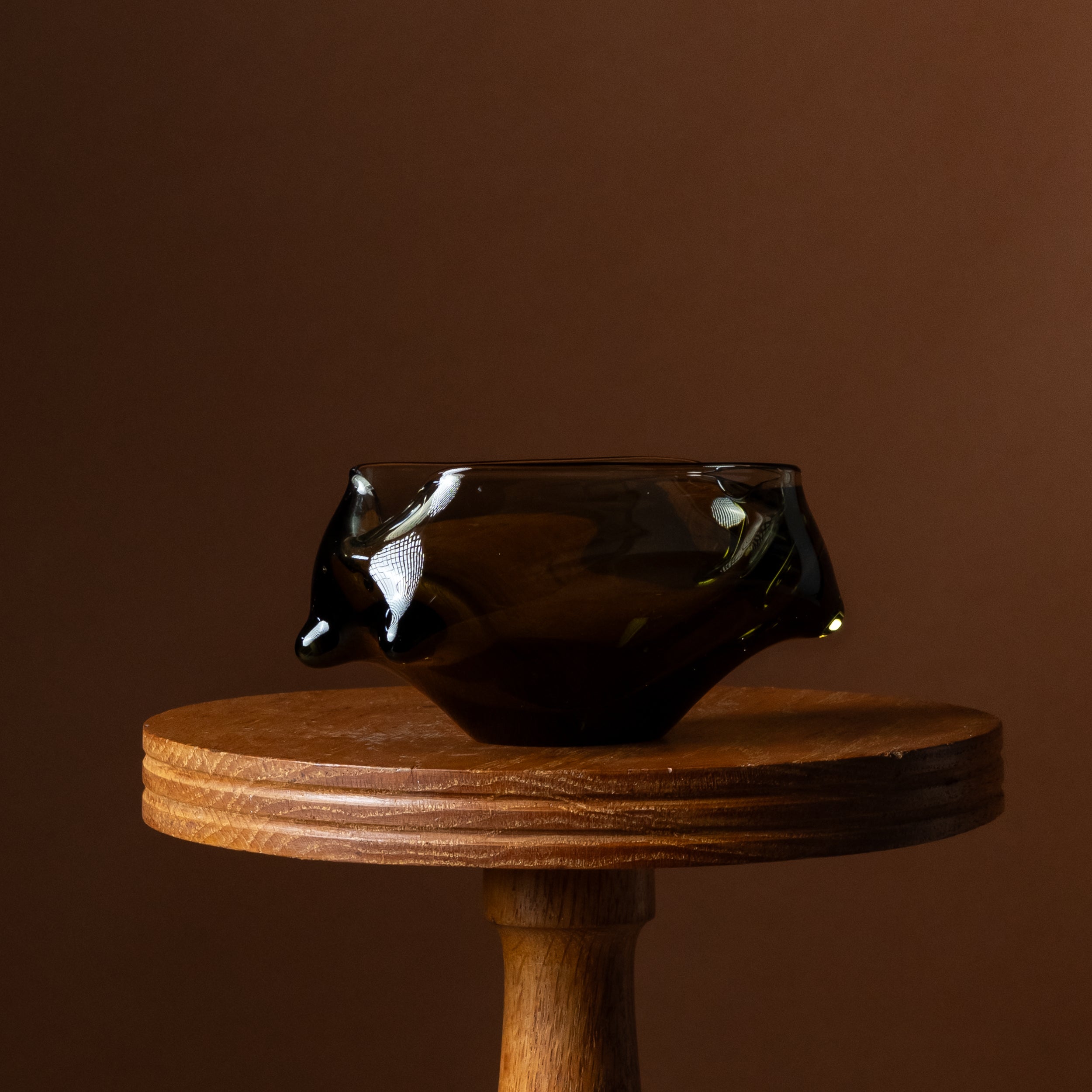 Olive Smoke Murano Glass Ashtray & Card Holder