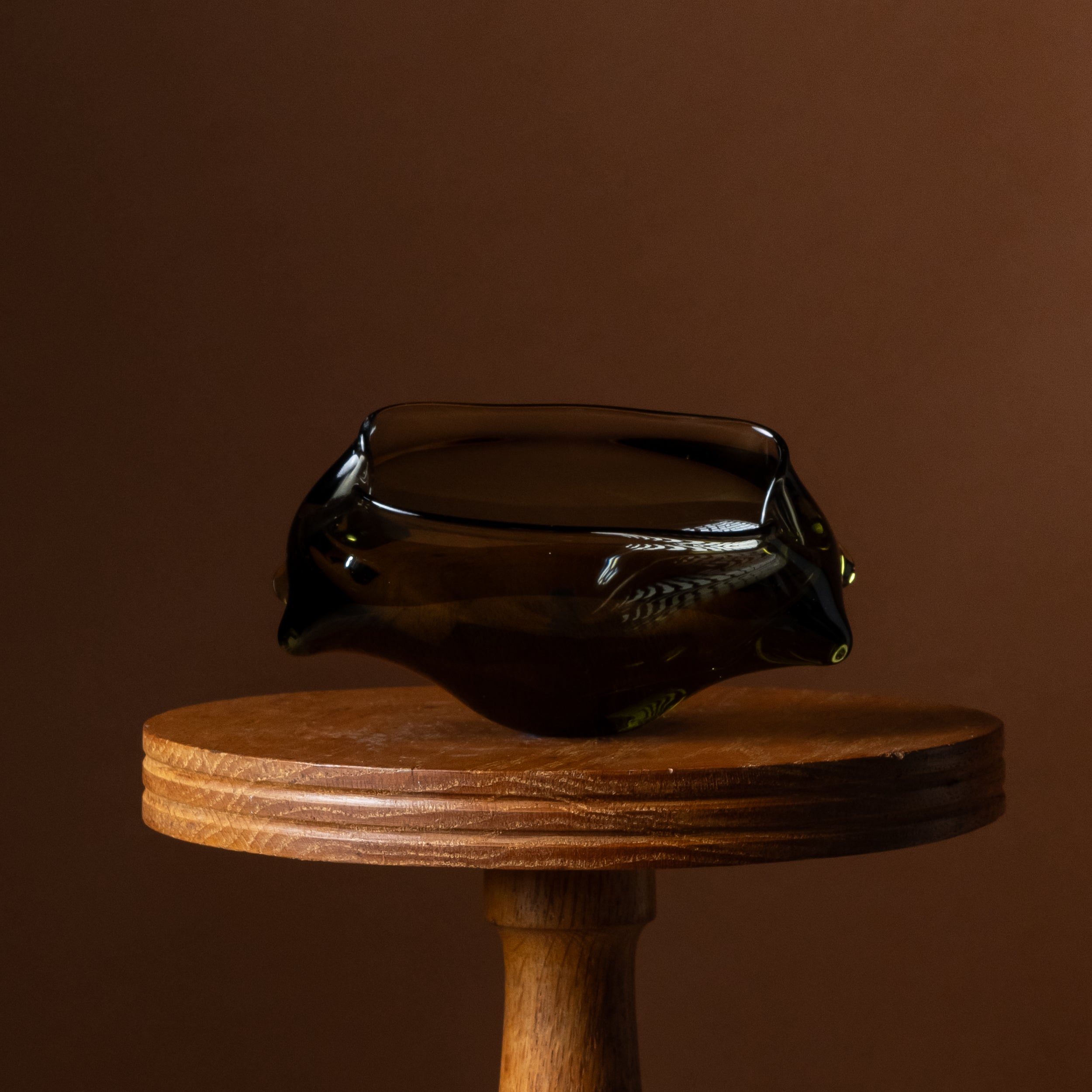 Olive Smoke Murano Ashtray & Card Holder