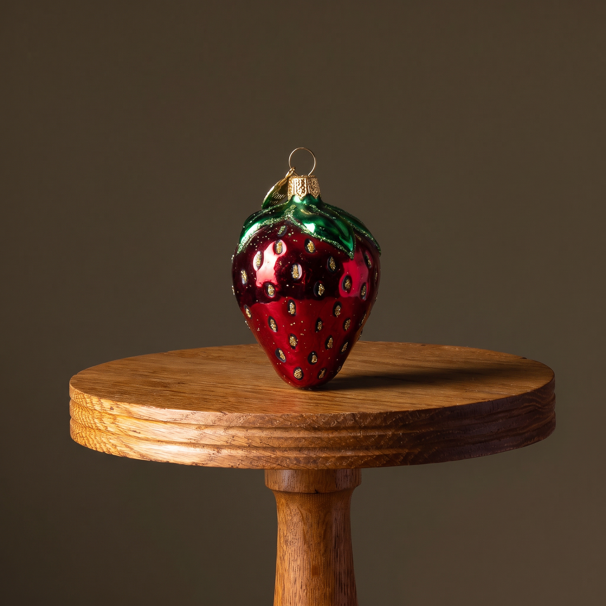 Dark Red Strawberry Glass Ornament