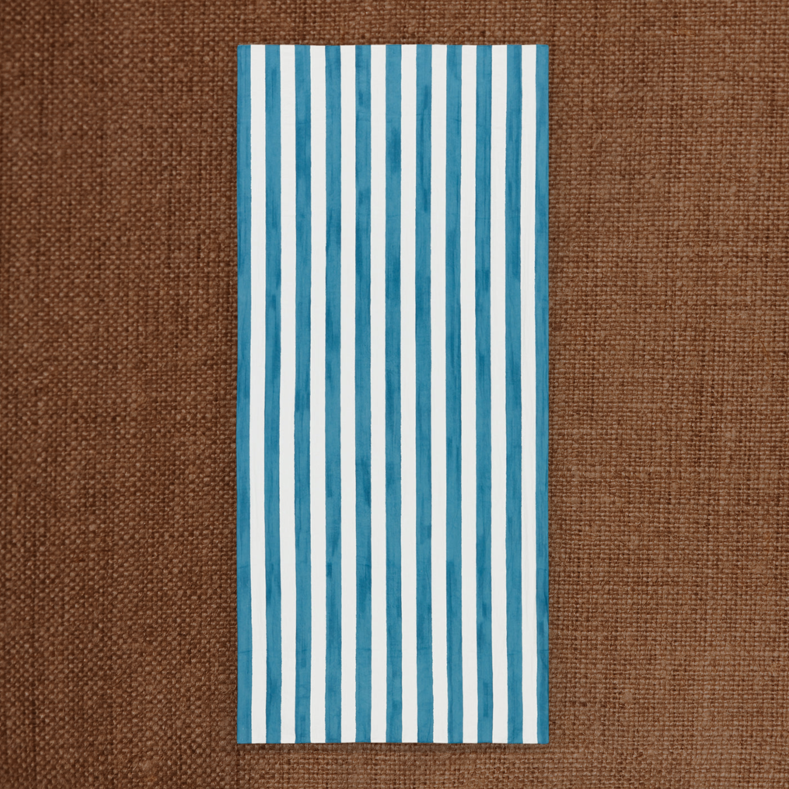 Stripe Linen Tablecloth Sky Blue Medium