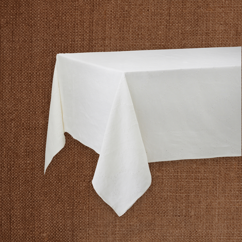 Venise White Linen Tablecloth