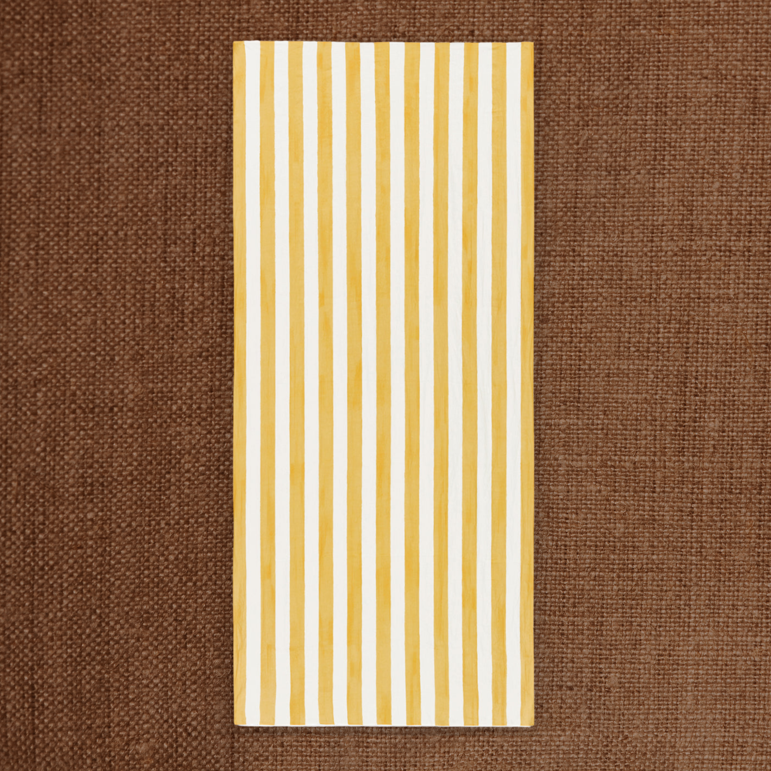 Stripe Linen Tablecloth Lemon Yellow Large