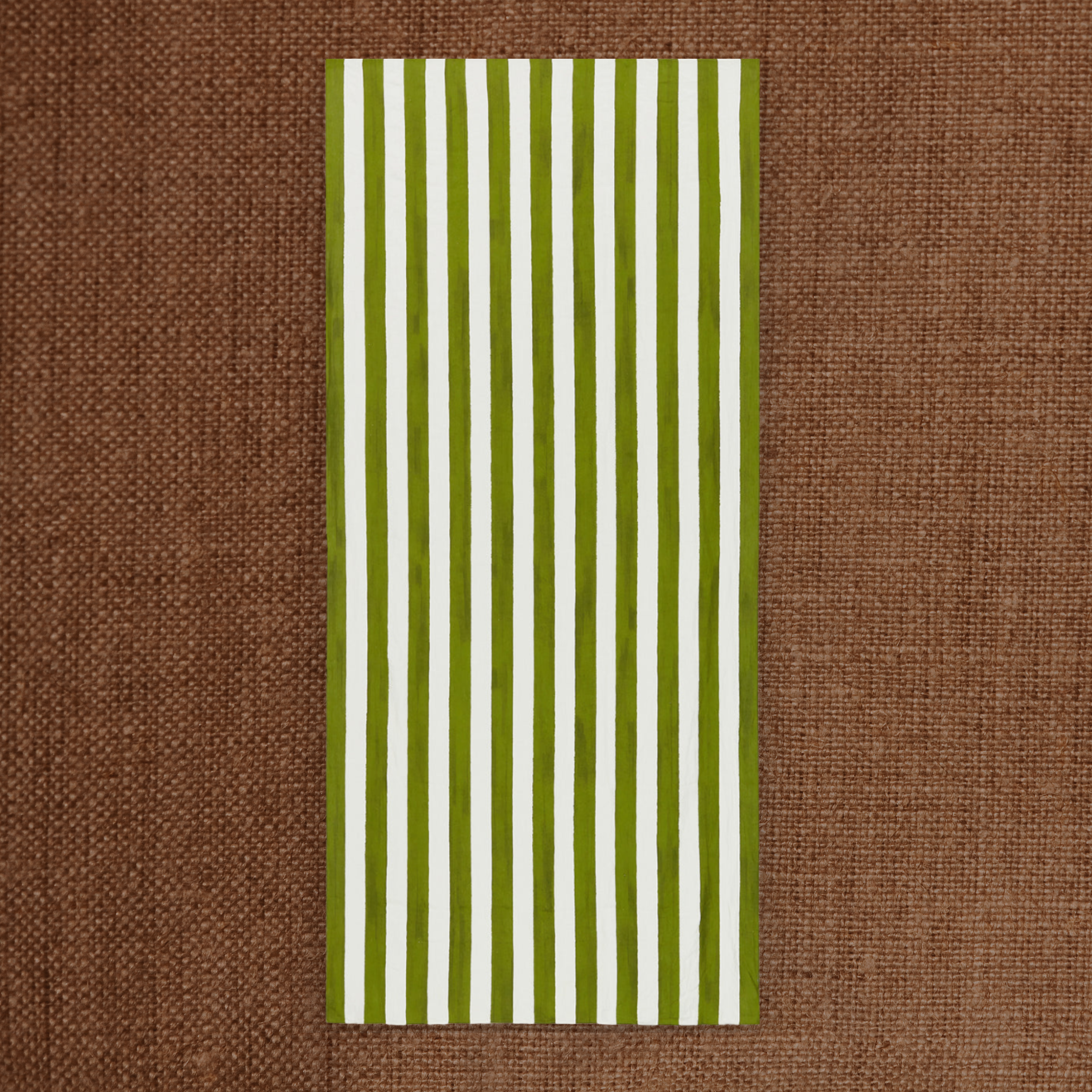 Stripe Linen Tablecloth Avocado Green Medium