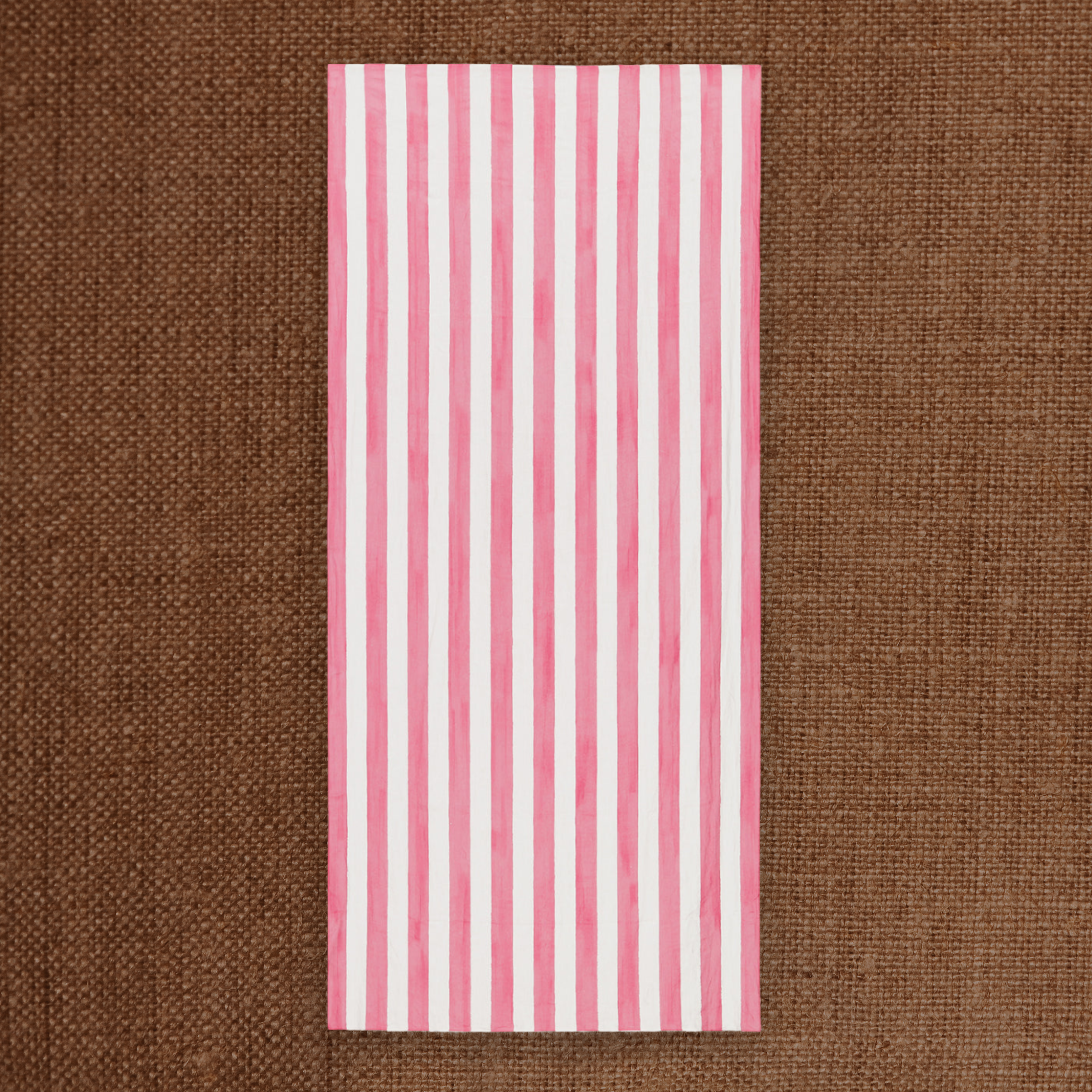 Stripe Linen Tablecloth Rose Pink Large