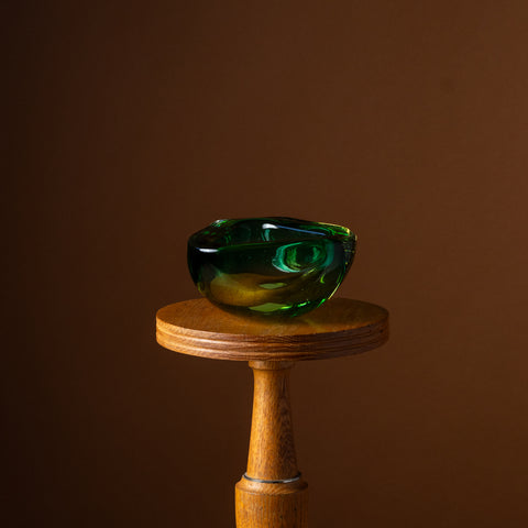 Green Triangular Murano Glass Bowl