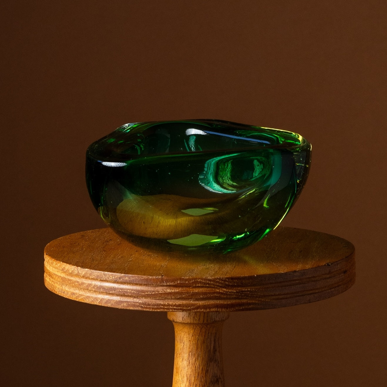 Green Triangular Murano Glass Bowl