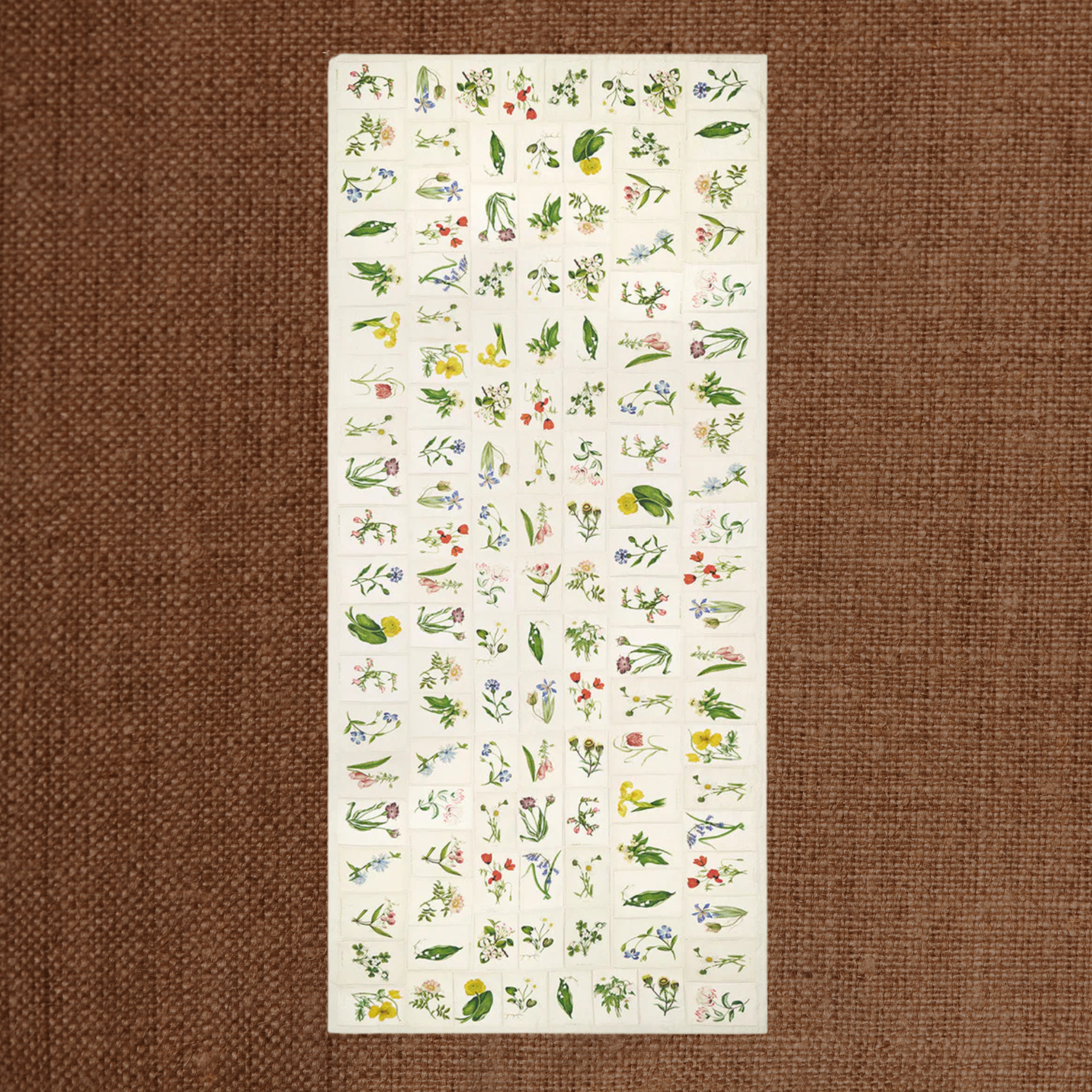 Botanical Tiles Linen Tablecloth Medium