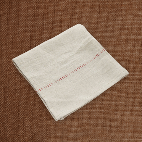 Rythmo Natural & Red Linen Napkin