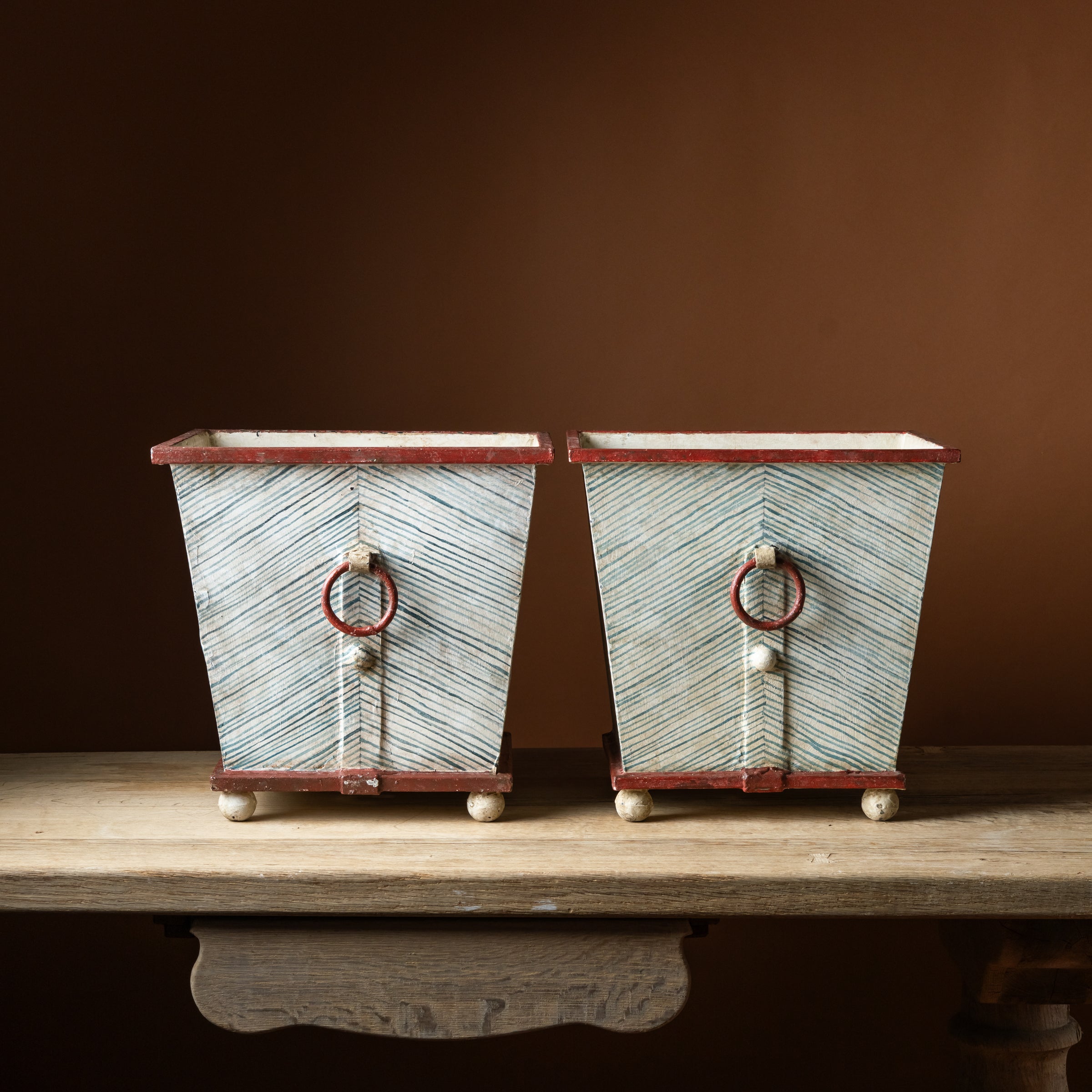 Venetian Strié Planter Pair