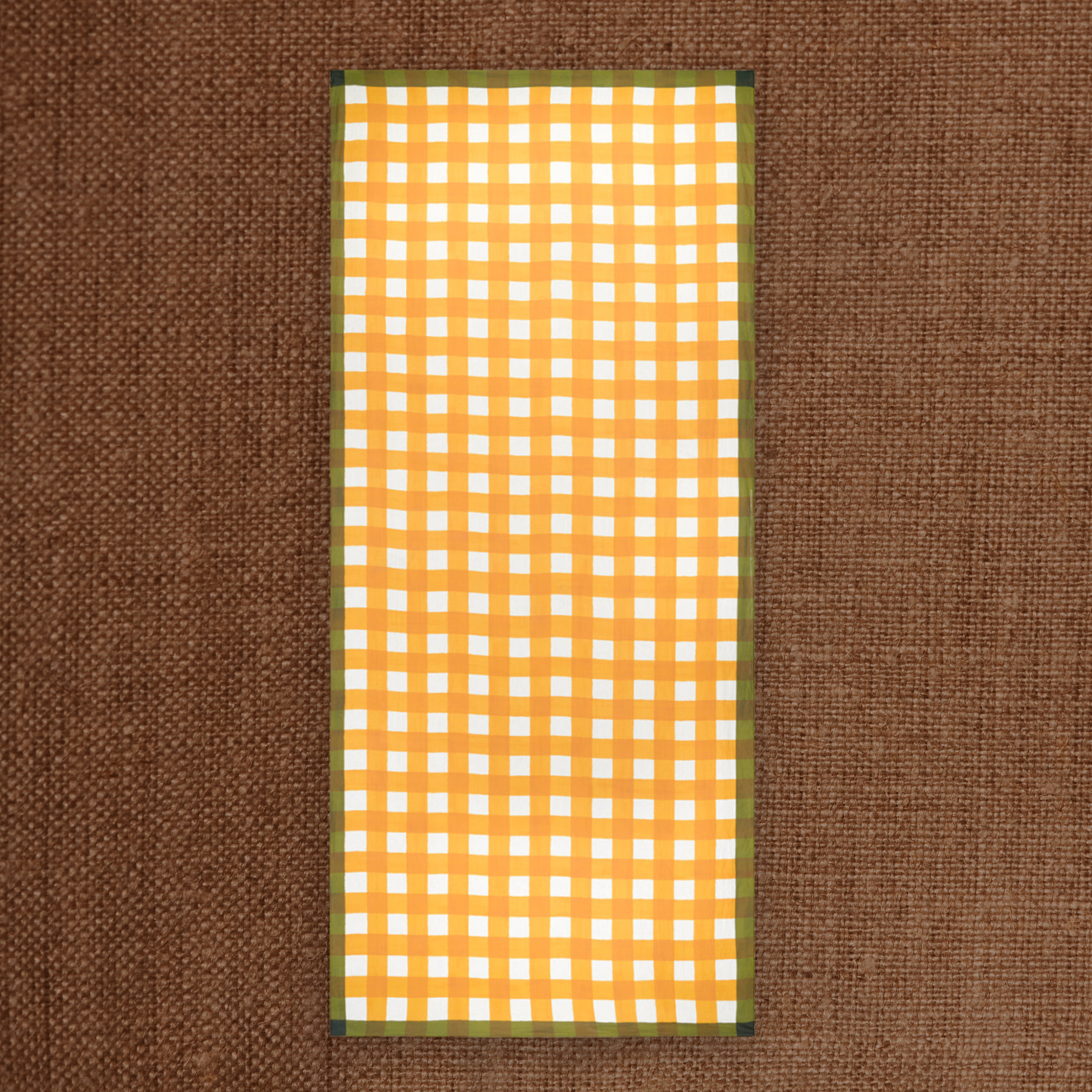 Gingham Linen Tablecloth Yellow Large