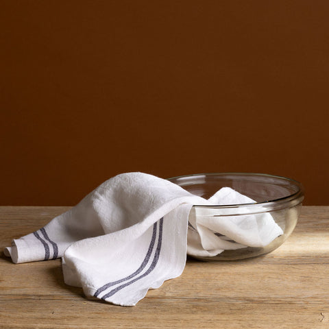 Country White Linen Tea Towel