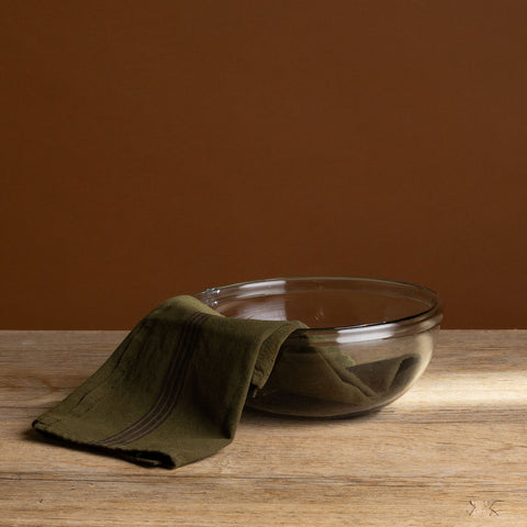 Piano Stripe Moss & Black Linen Tea Towel