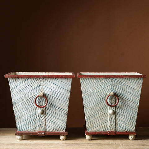 Venetian Strié Planter Pair