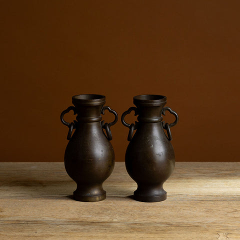 Bronze Japanese Vases, Pair